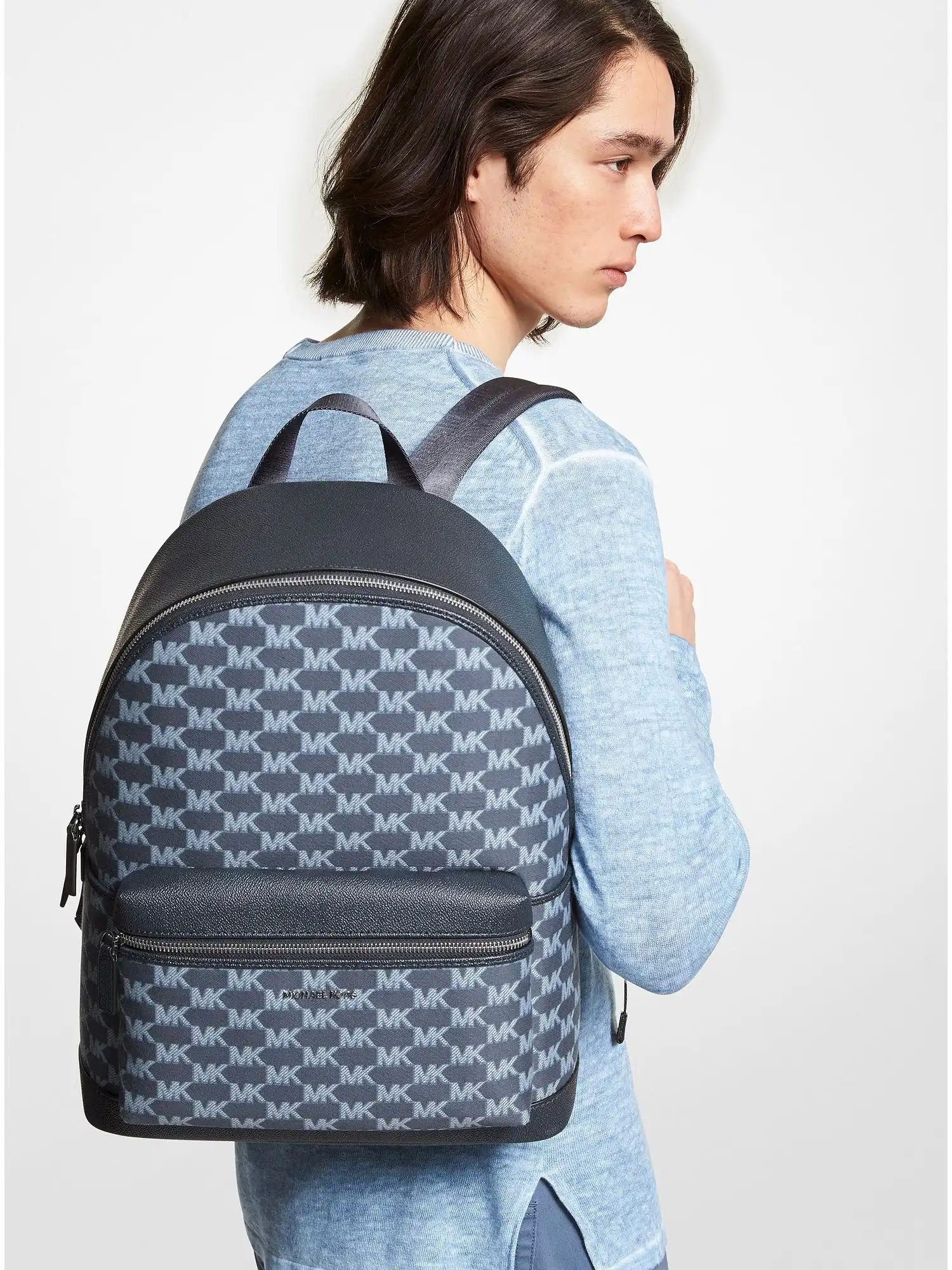 cooper logo jacquard backpack navy multi