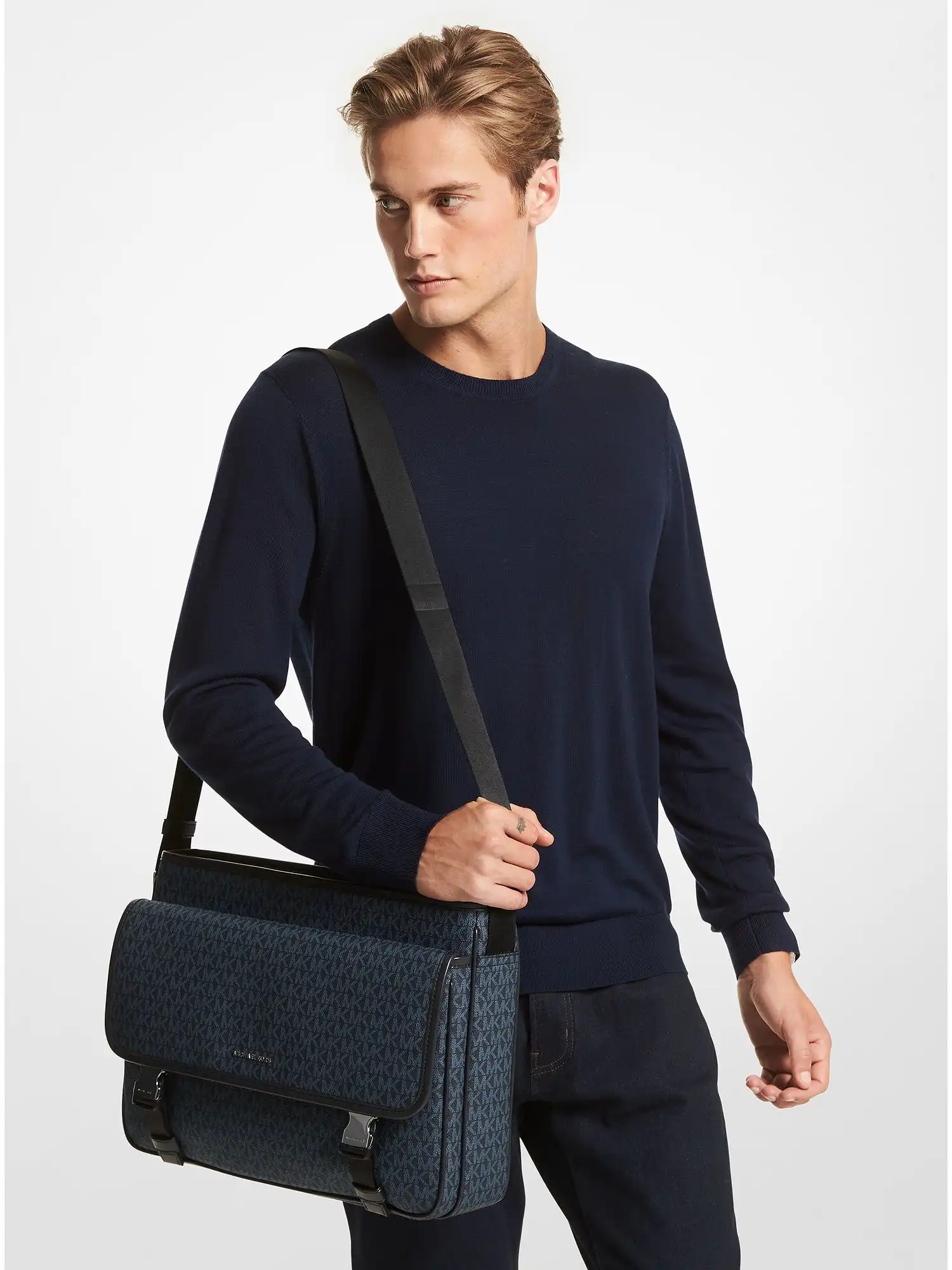 cooper logo messenger bag admrl plblue