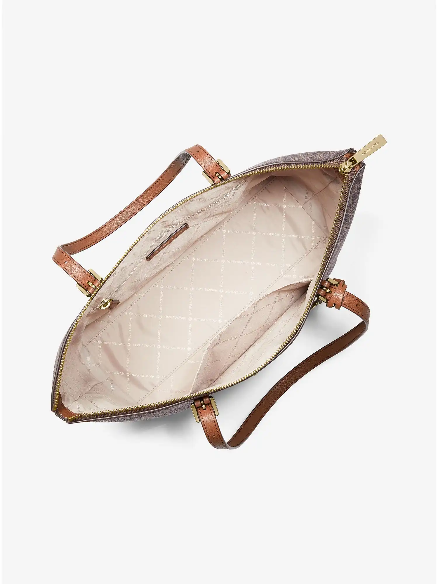 coraline large logo and leather tote bag brown