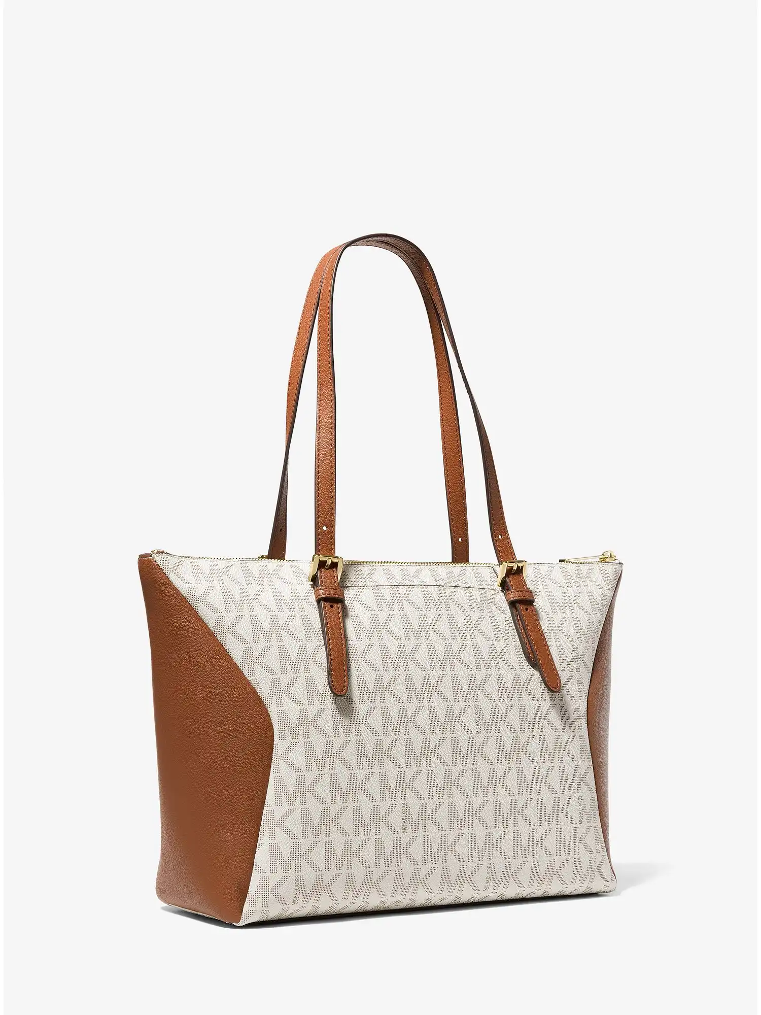 coraline large logo and leather tote bag vanilla