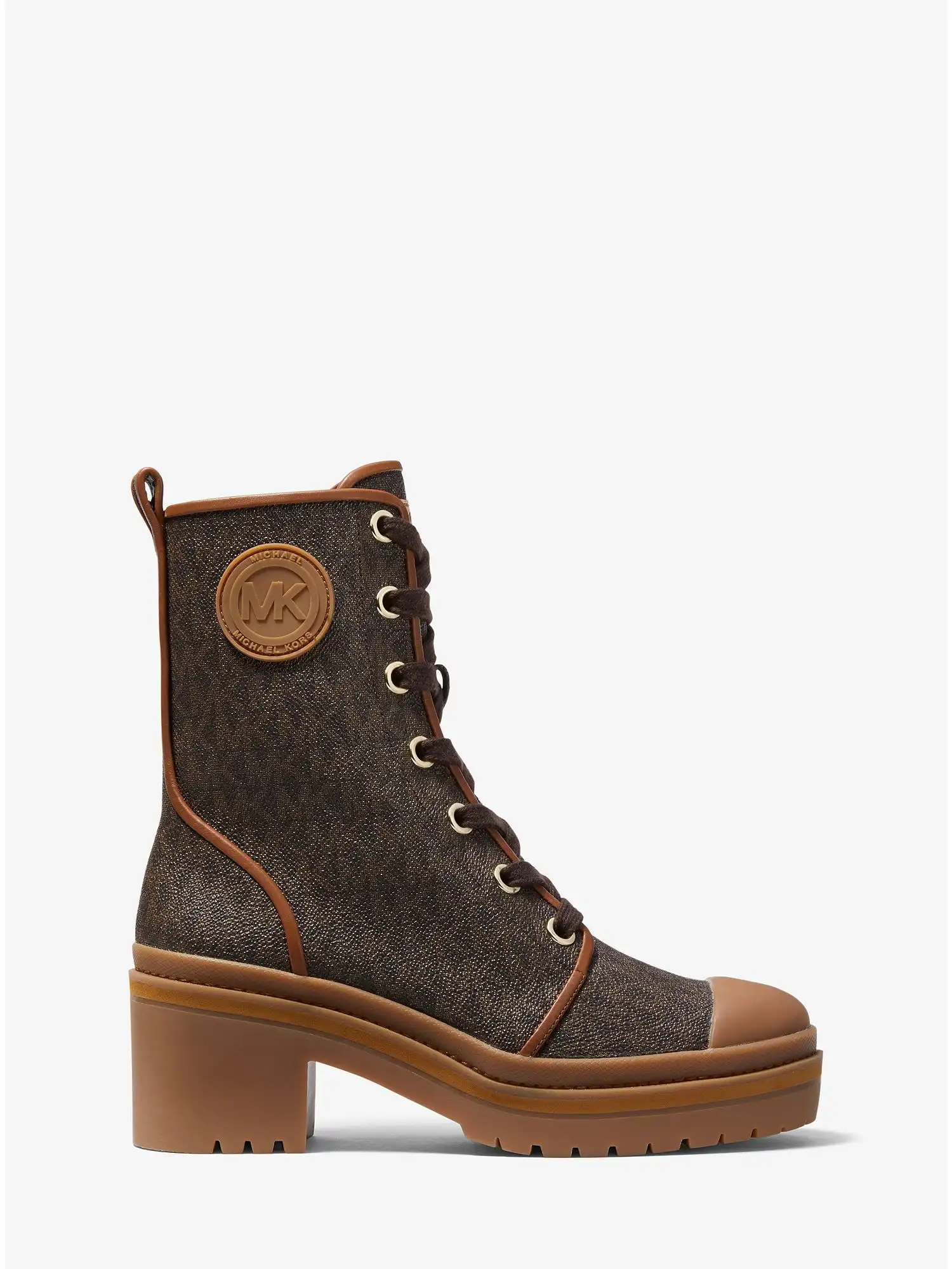 corey logo combat boot brown