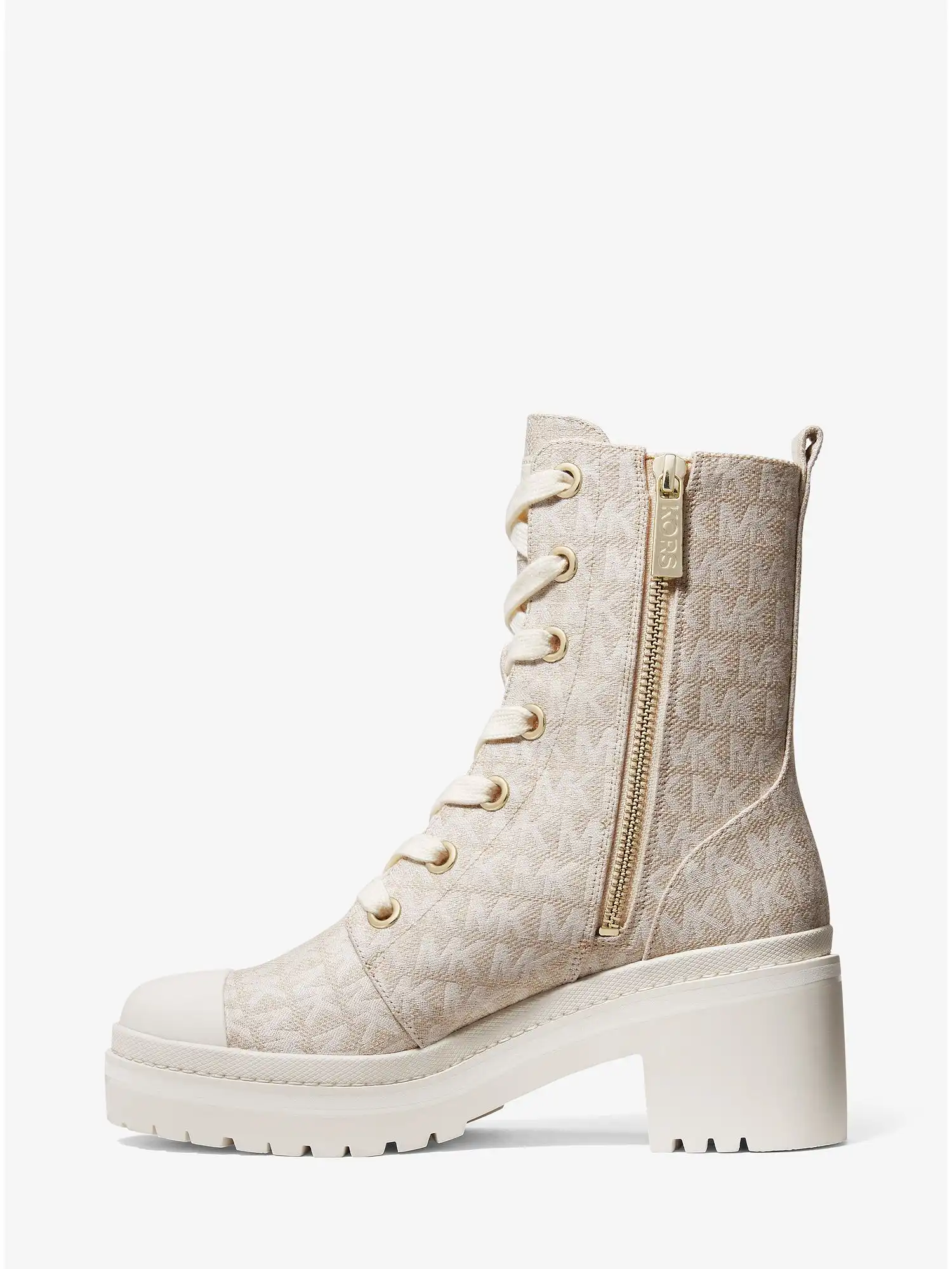 corey logo jacquard combat boot nat lt cream