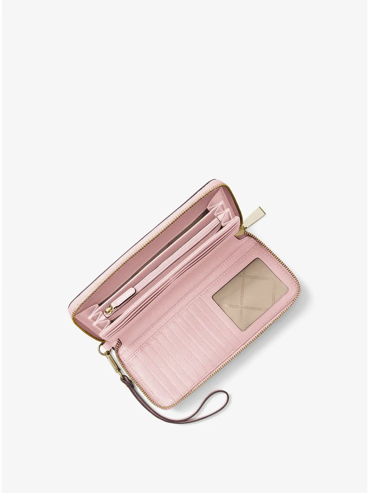 crossgrain leather continental wristlet smokey rose