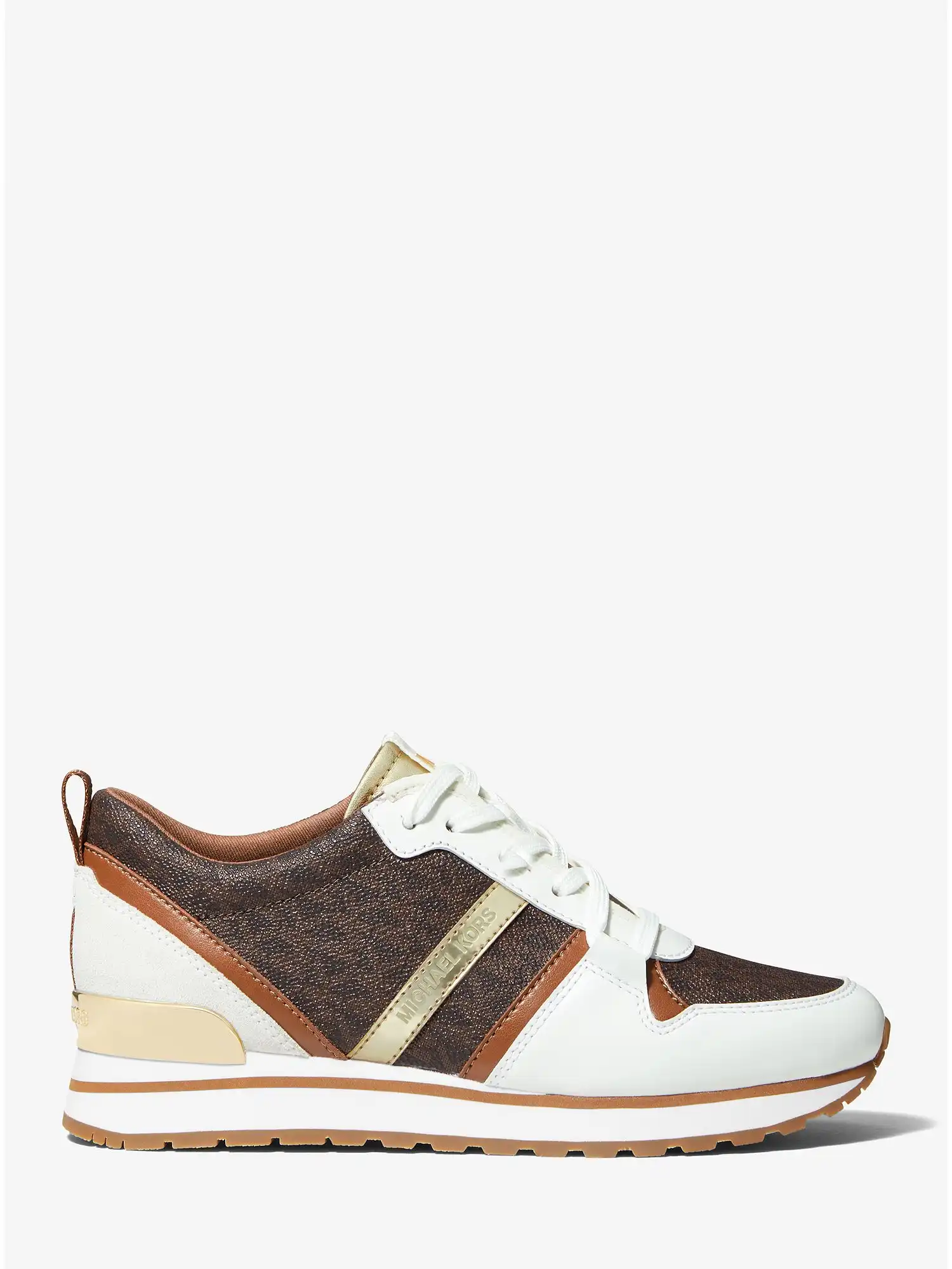 dash logo and leather trainer brown