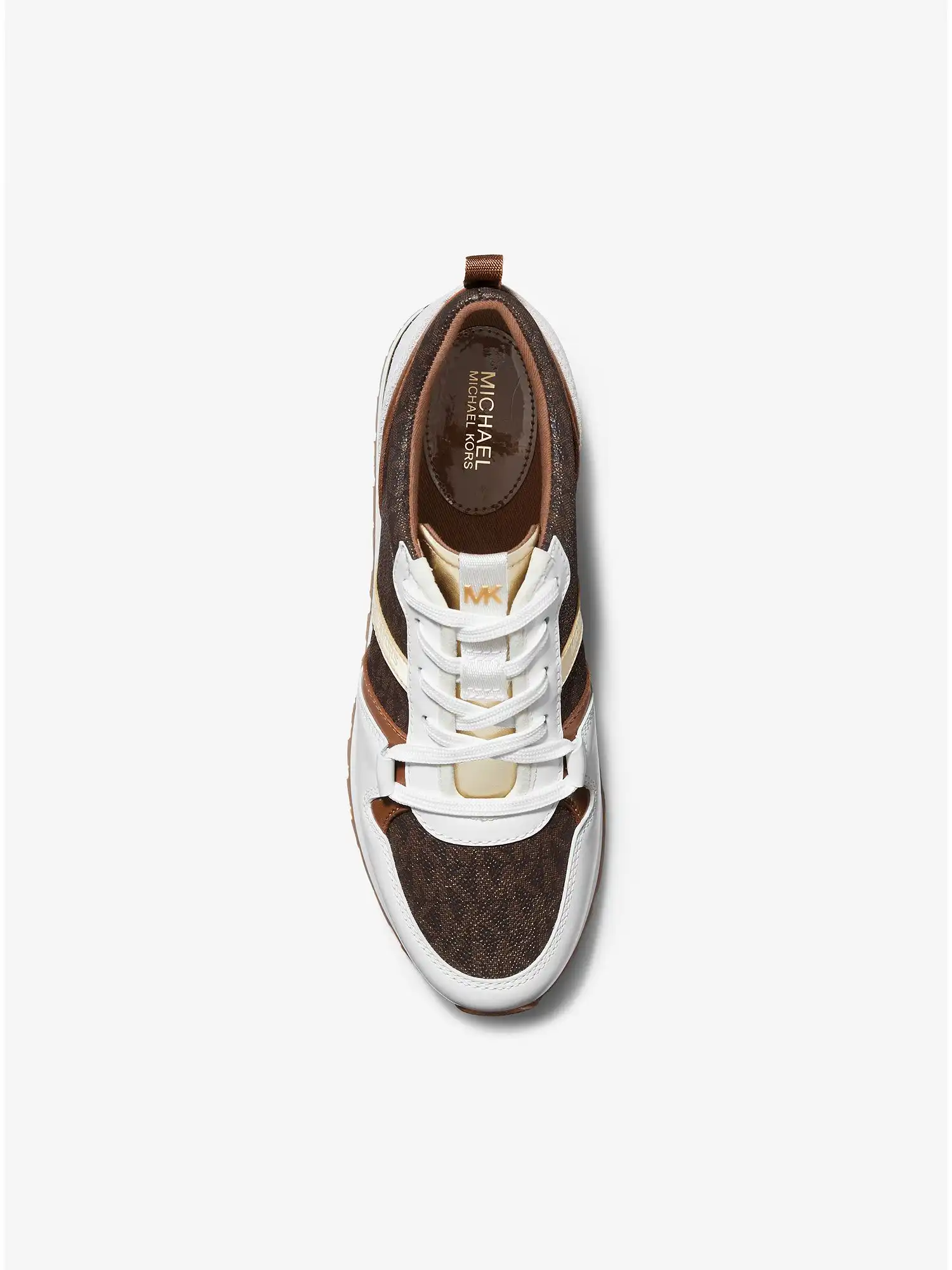 dash logo and leather trainer brown