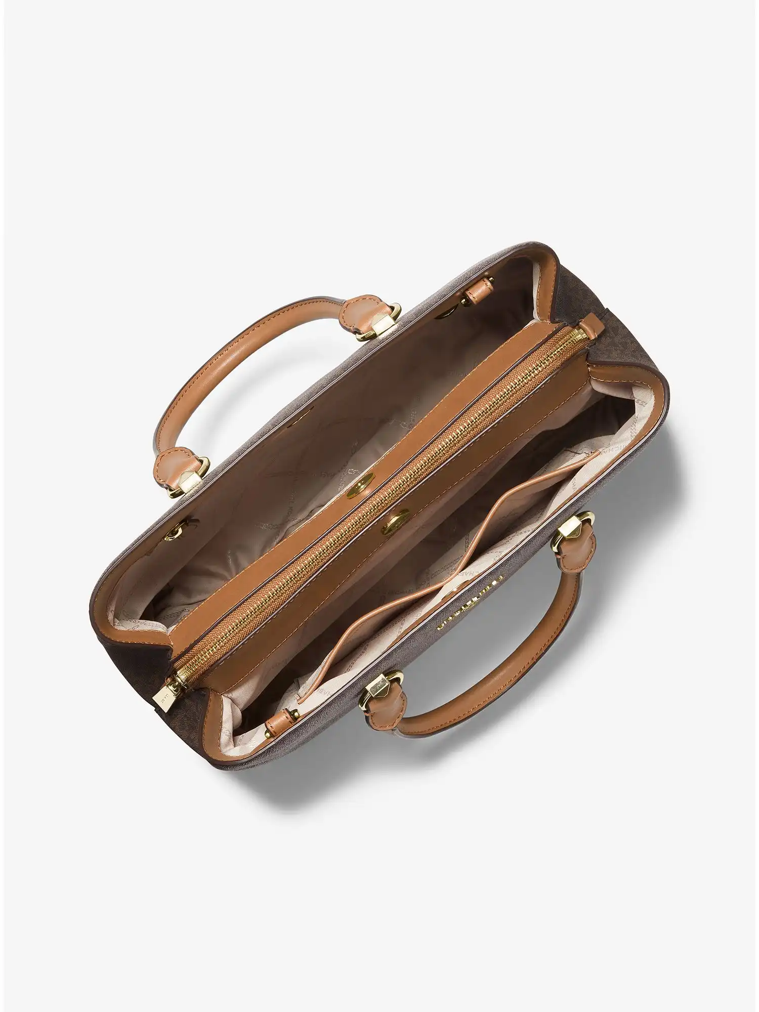 edith large logo satchel brn acorn