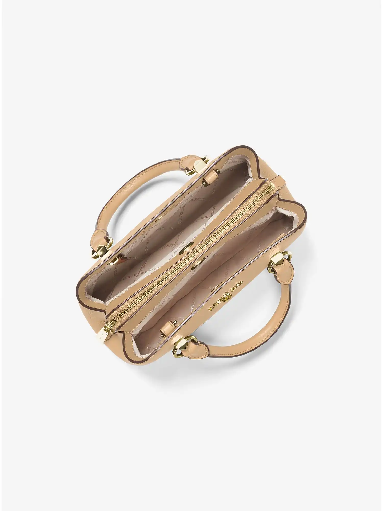 edith small saffiano leather satchel camel