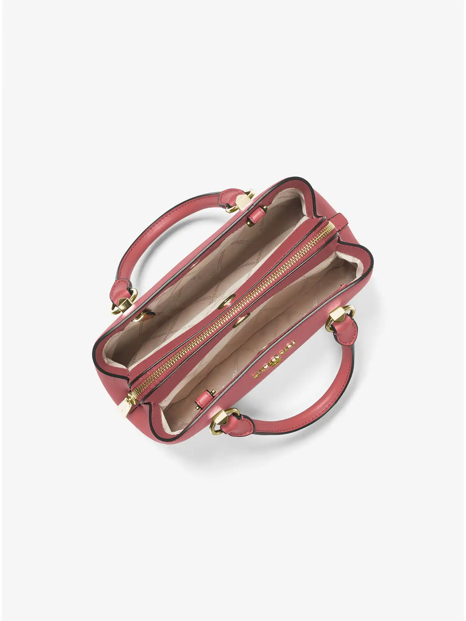 edith small saffiano leather satchel cinnamon