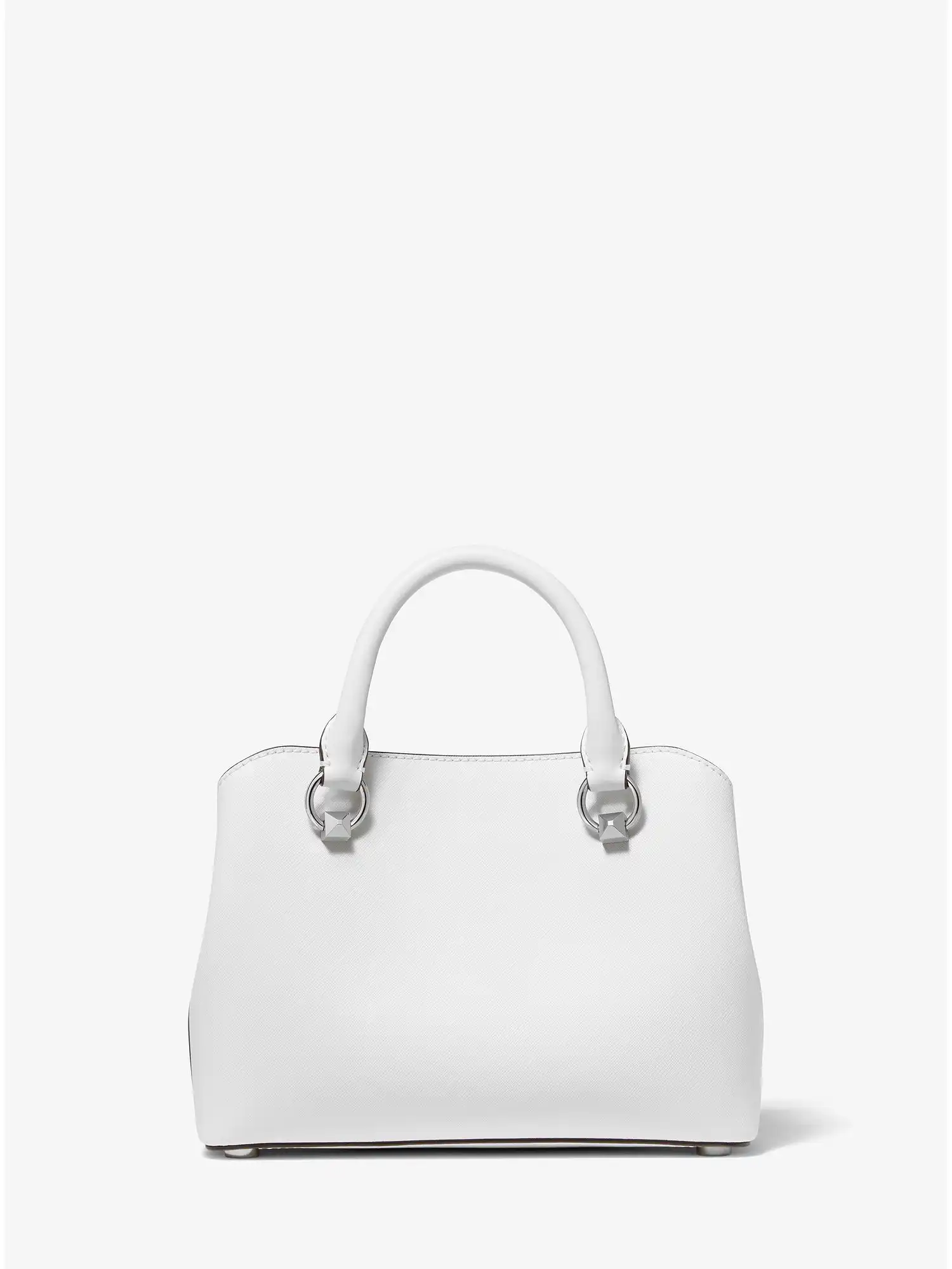 edith small saffiano leather satchel optic white