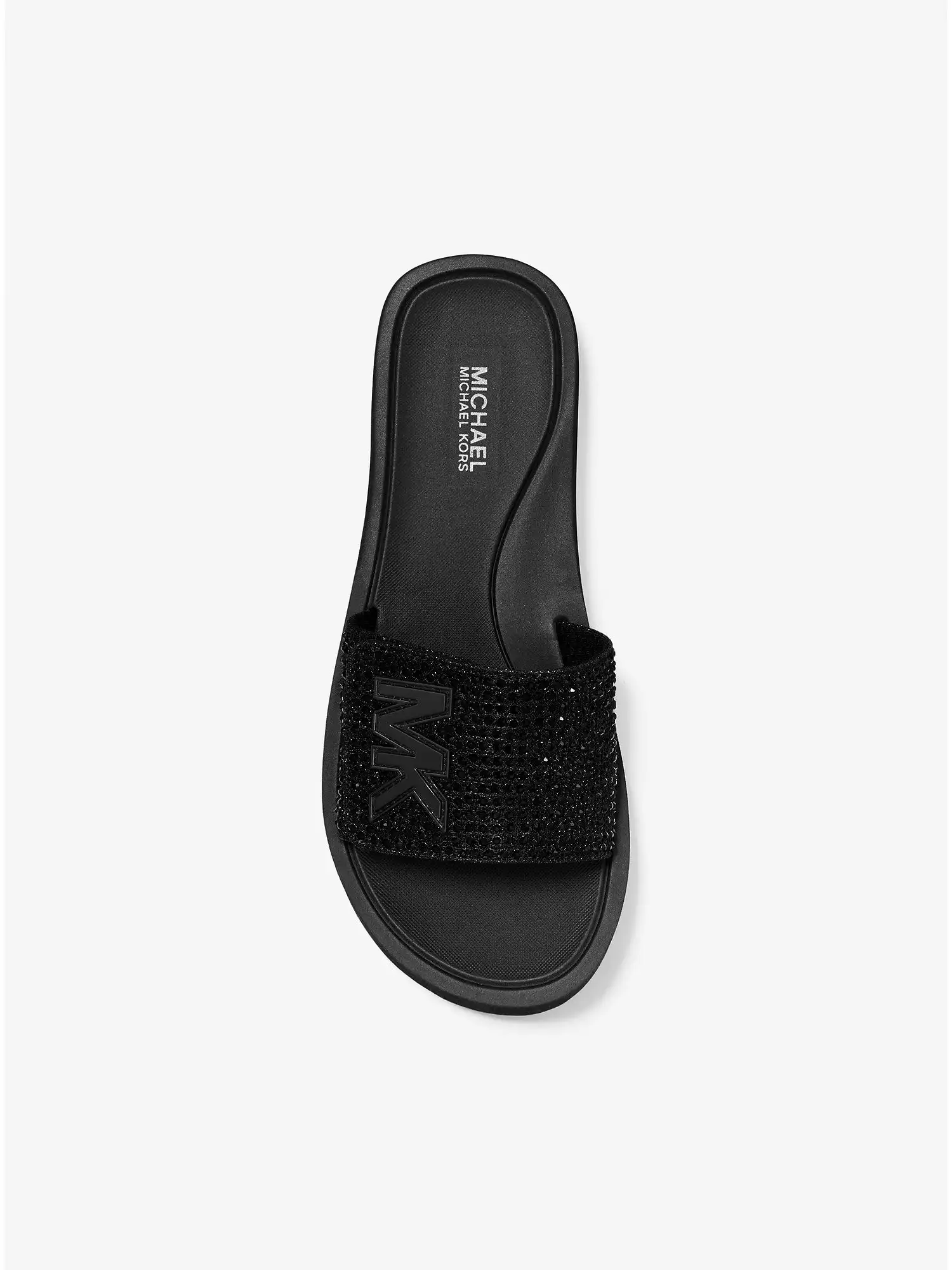 embellished platform slide sandal black