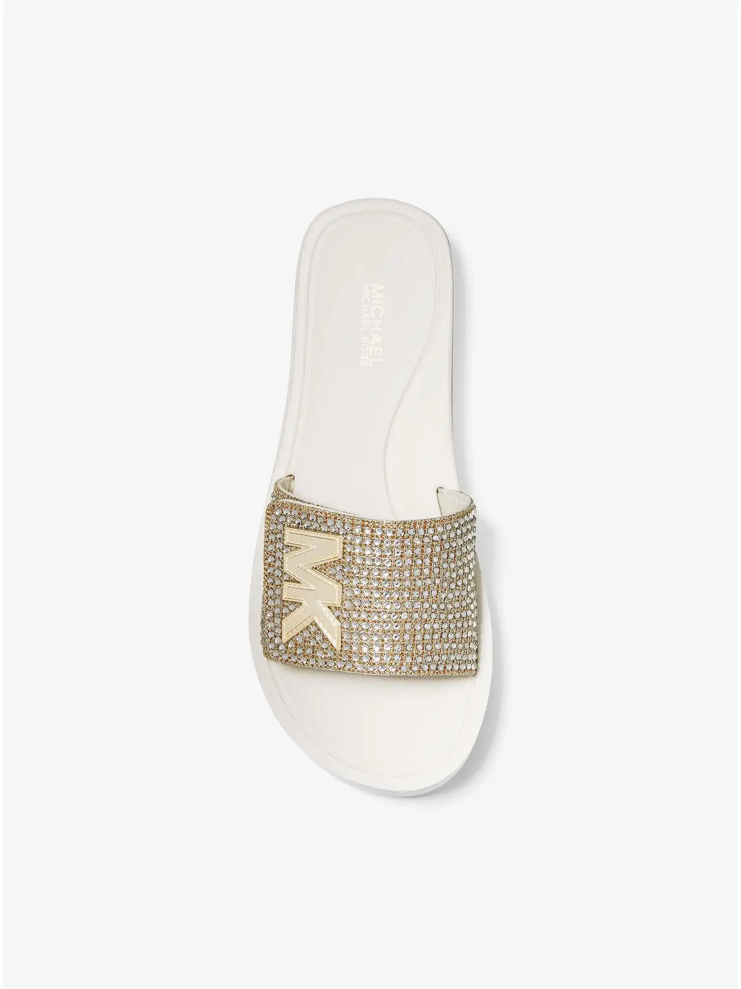 embellished platform slide sandal pale gold