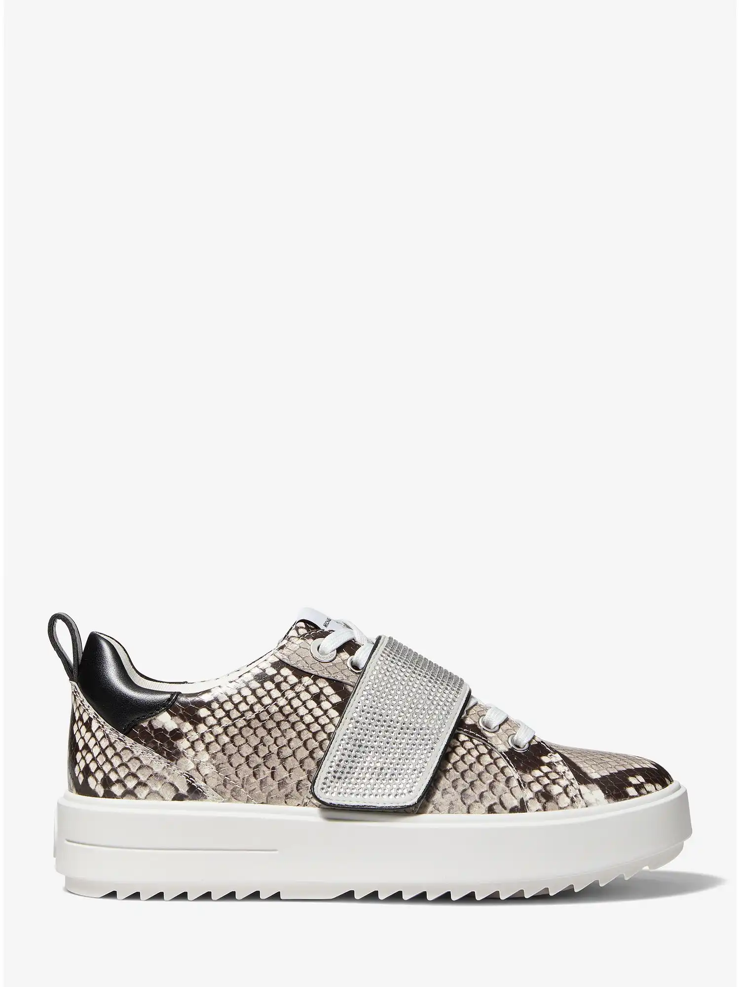 emmett embellished snake embossed leather sneaker sand