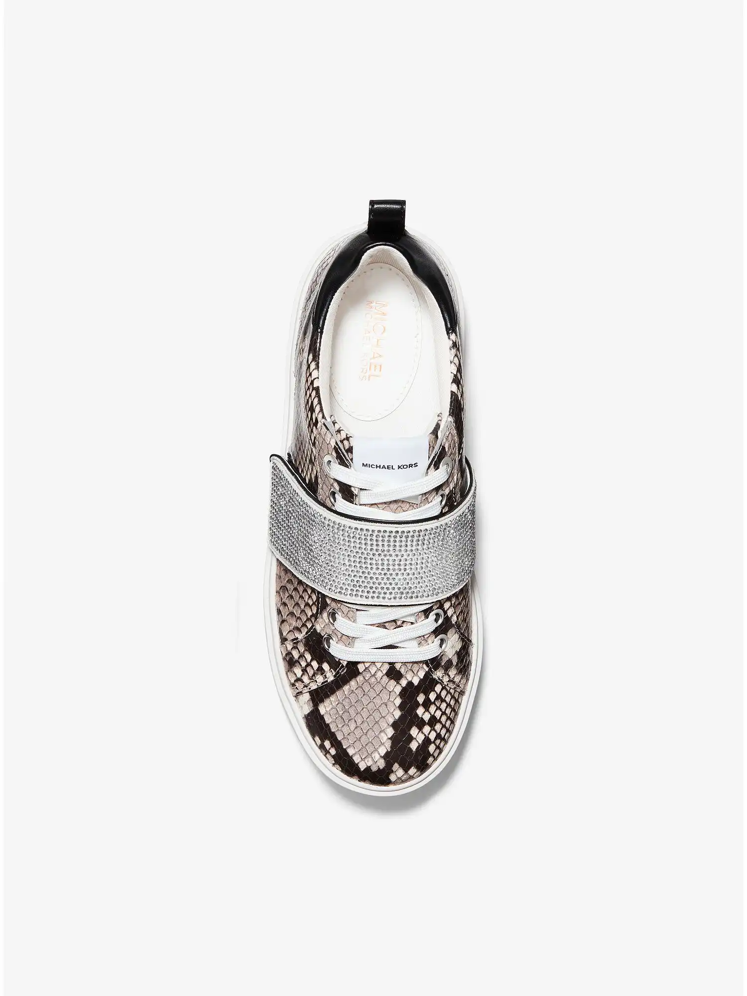 emmett embellished snake embossed leather sneaker sand