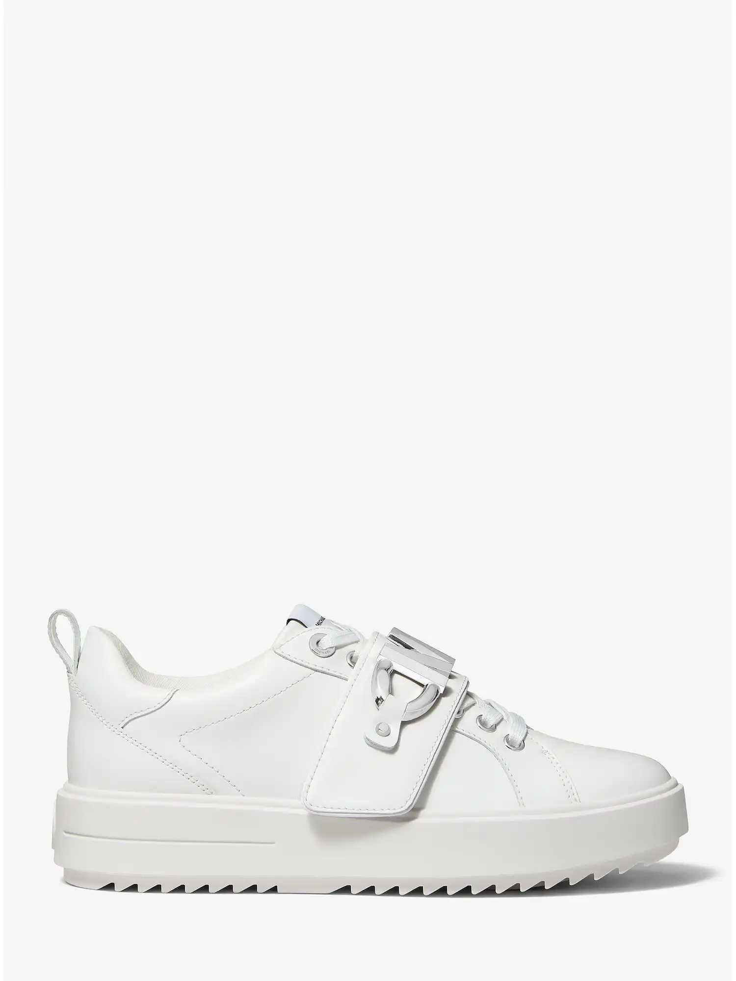 emmett logo embellished leather sneaker optic white