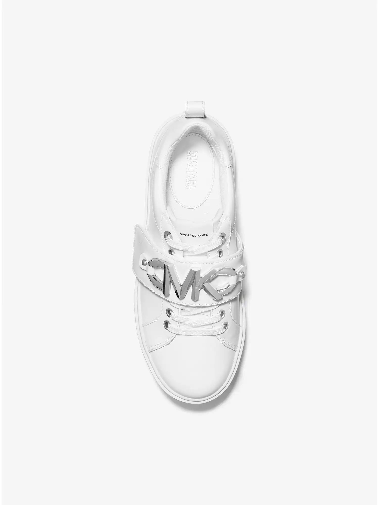 emmett logo embellished leather sneaker optic white