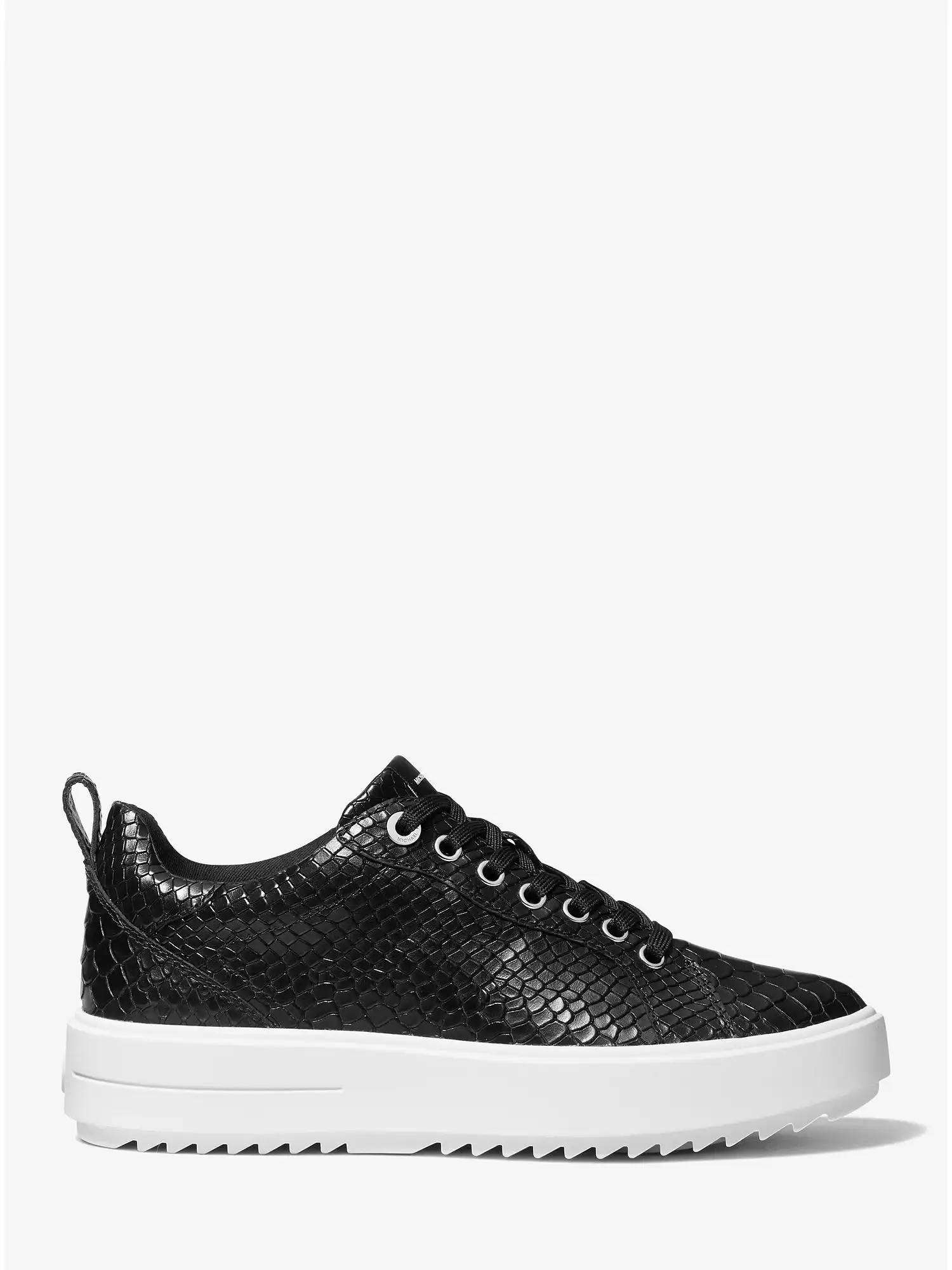 emmett snake embossed leather sneaker black