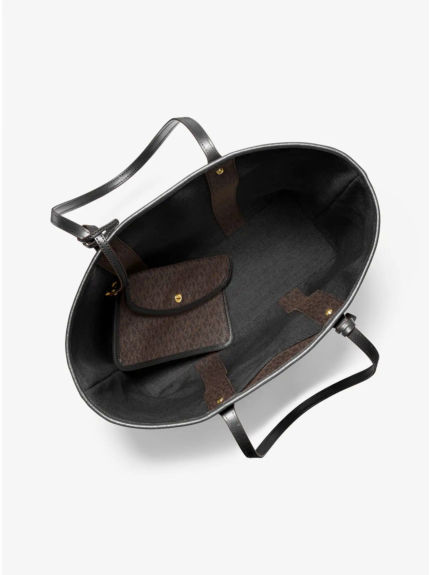 eva large logo stripe tote bag black camel