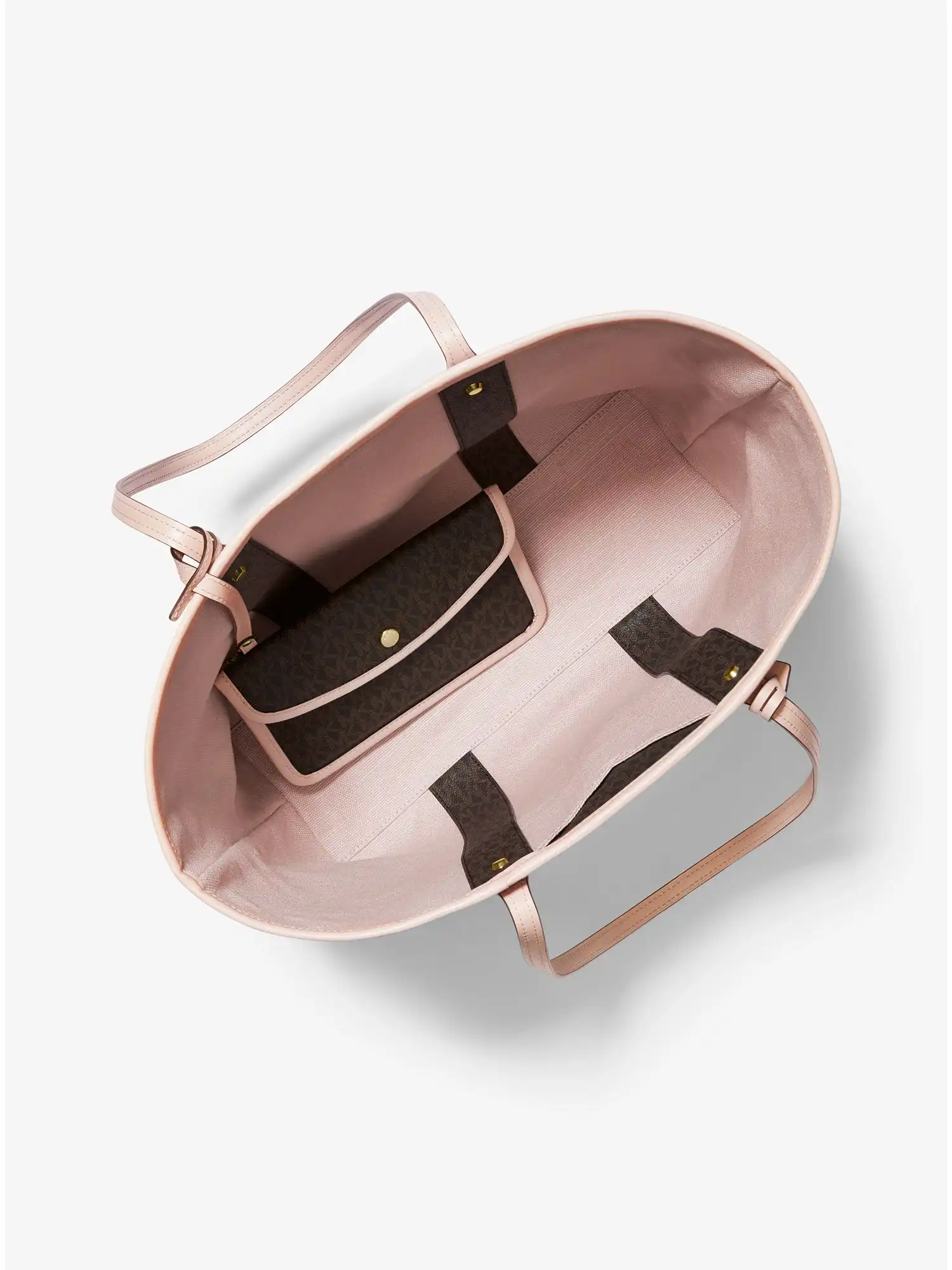 eva large logo stripe tote bag brn sftpink