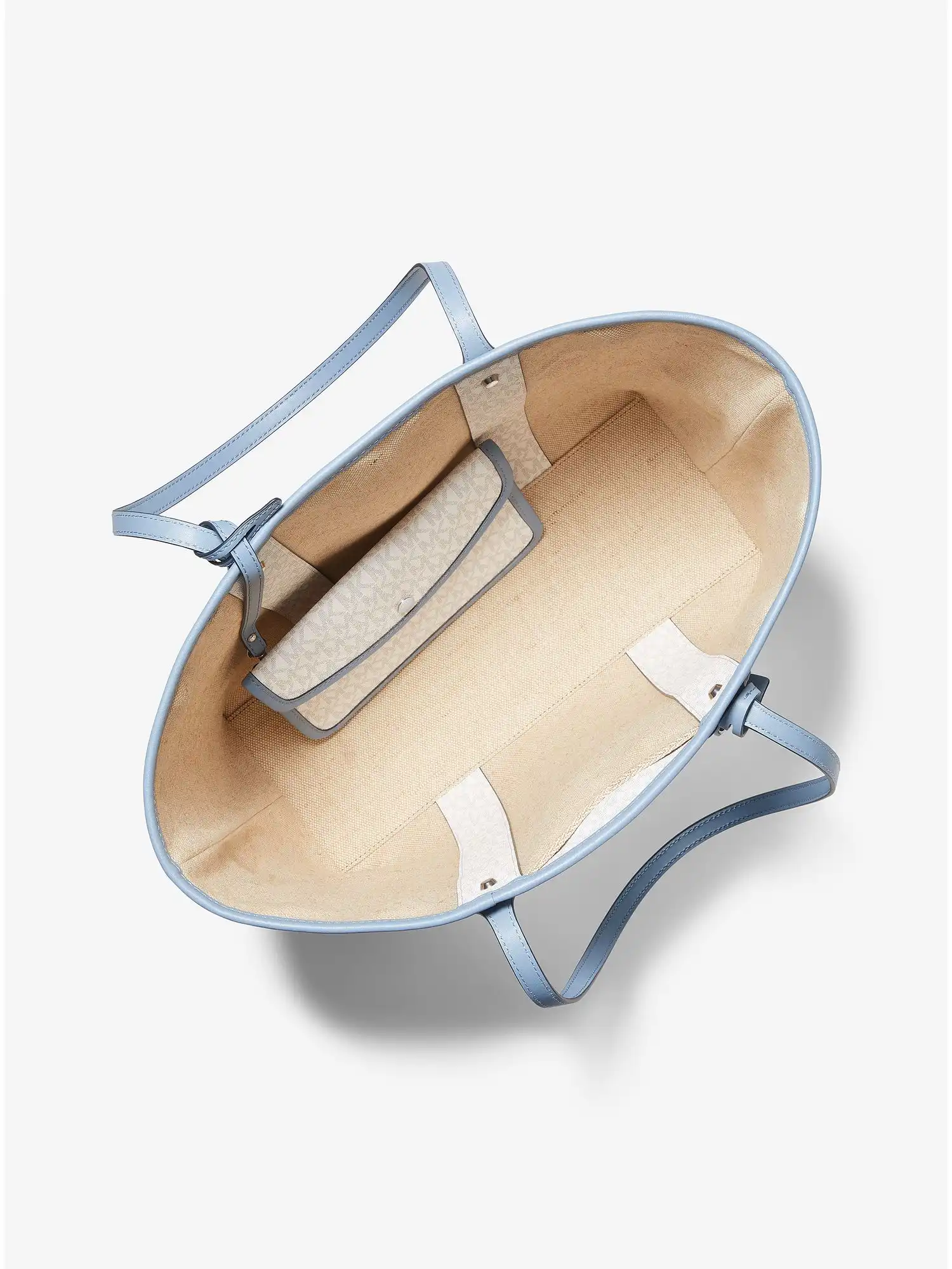 eva large logo stripe tote bag chambray multi