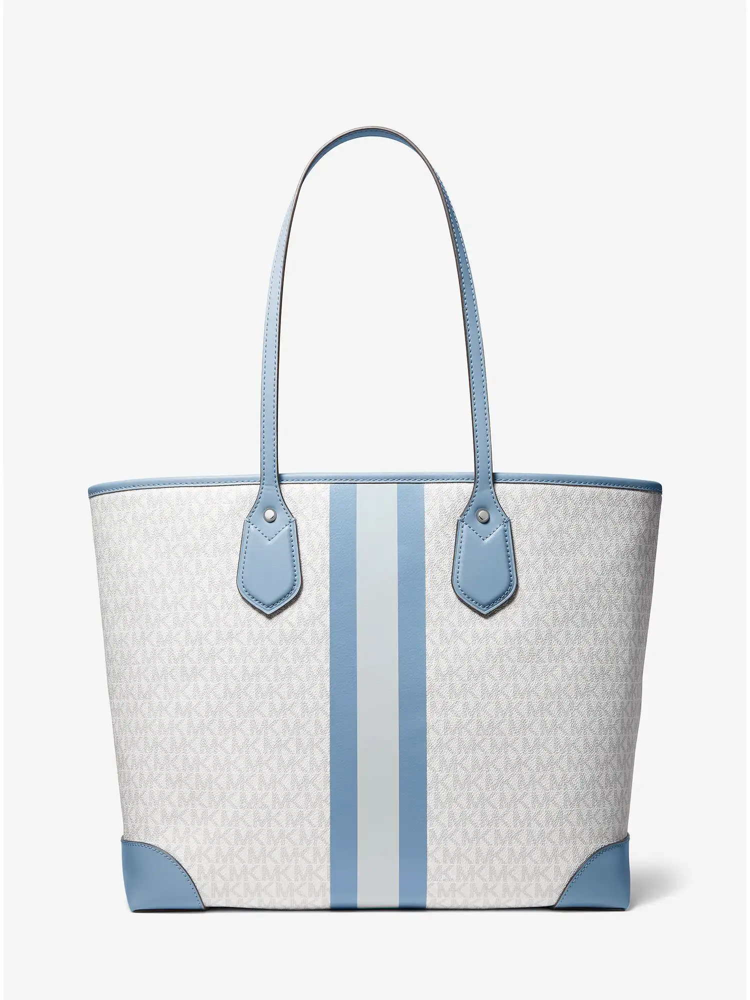 eva large logo stripe tote bag chambray multi