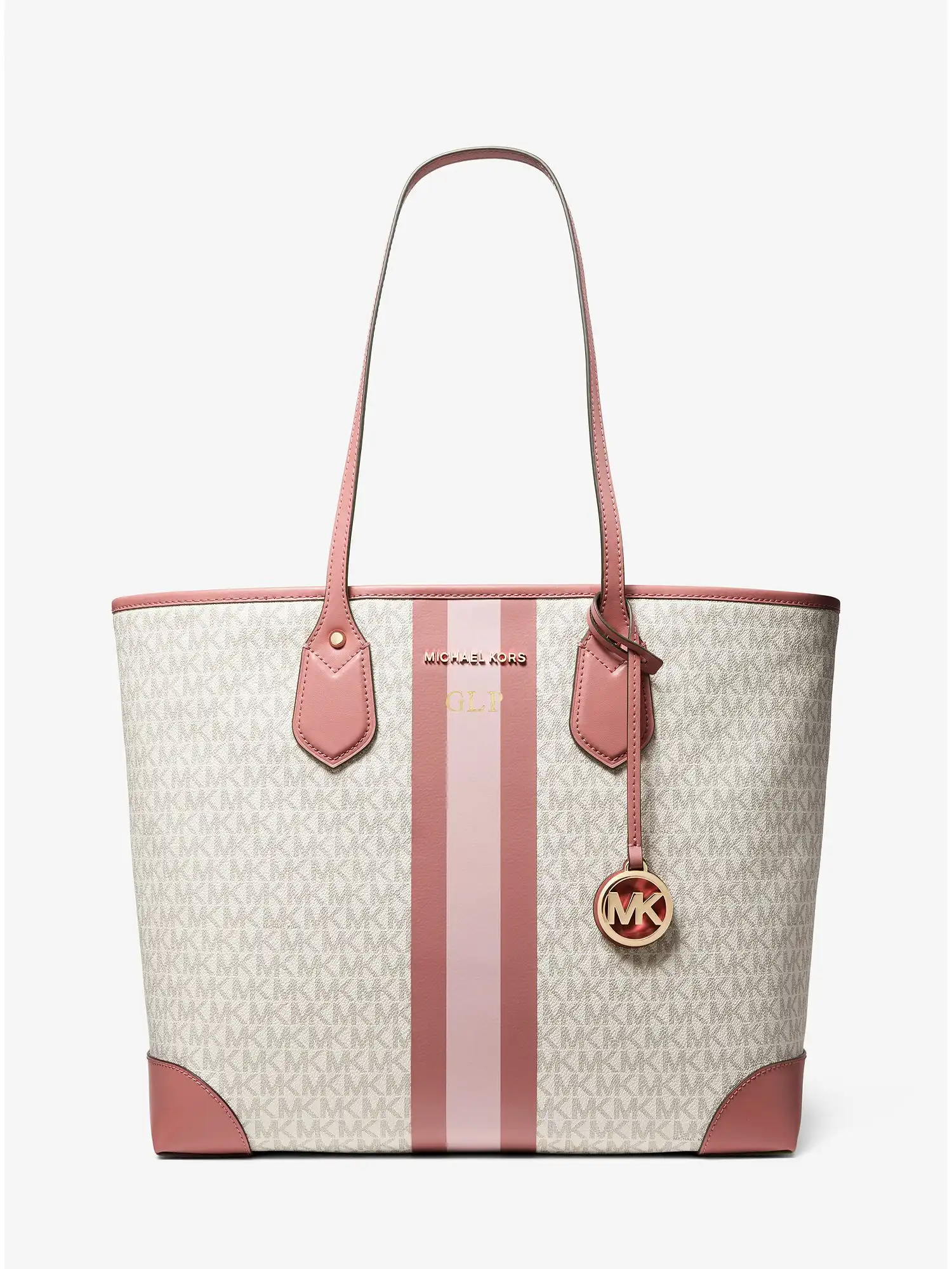 eva large logo stripe tote bag rose multi