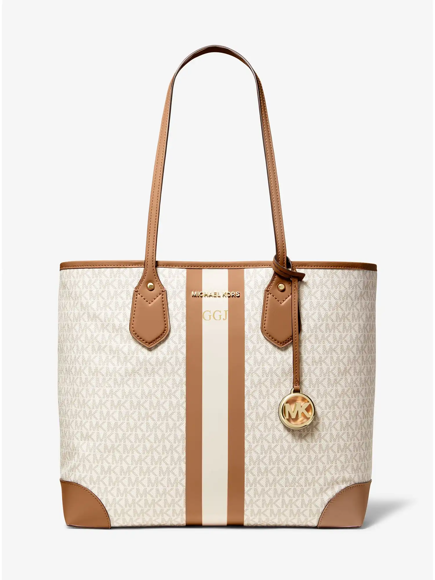 eva large logo stripe tote bag vanilla acorn