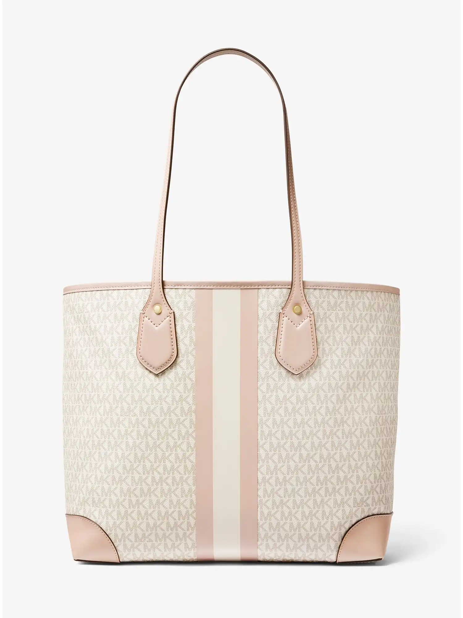 eva large logo stripe tote bag vanilla soft pink