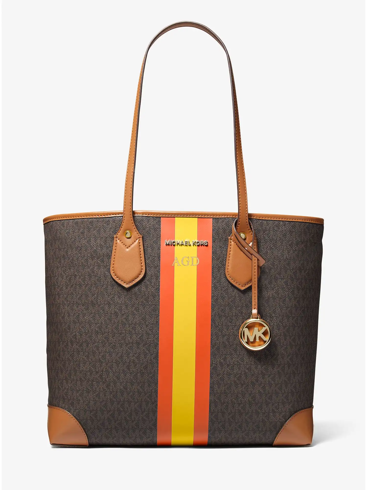 eva large signature logo stripe tote bag poppy