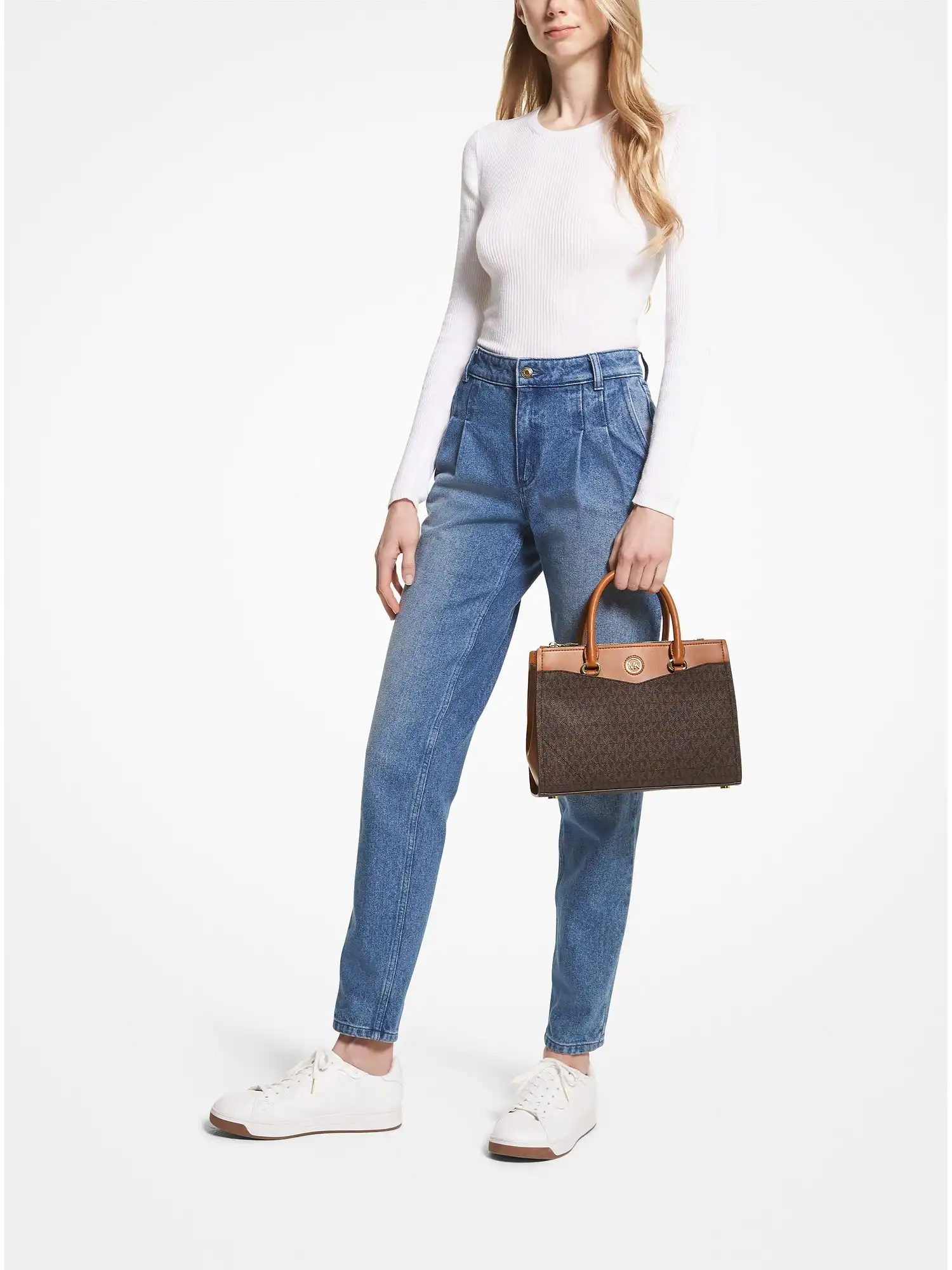 everly medium logo satchel brn acorn