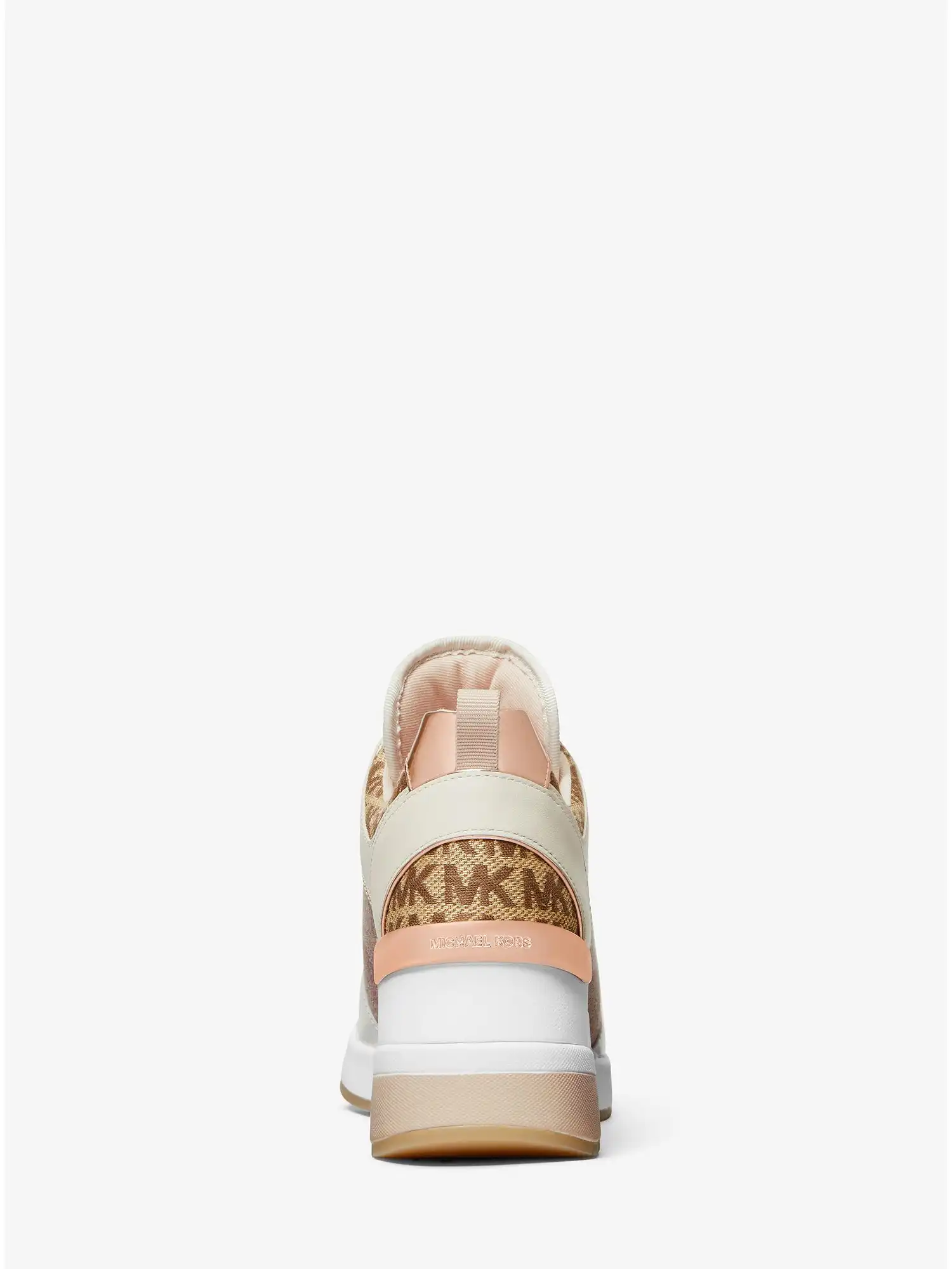 georgie color block leather and logo jacquard trainer natural combo