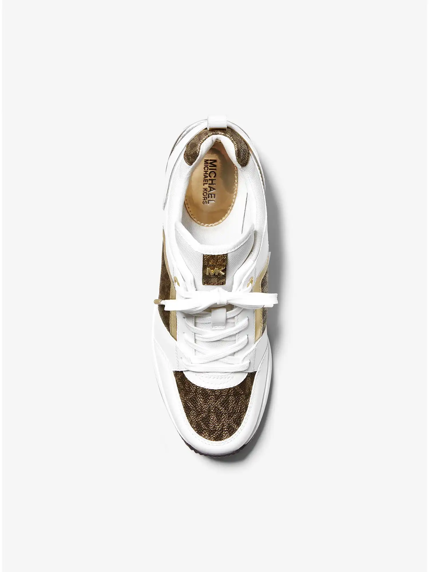 georgie metallic logo and leather trainer opwht multi