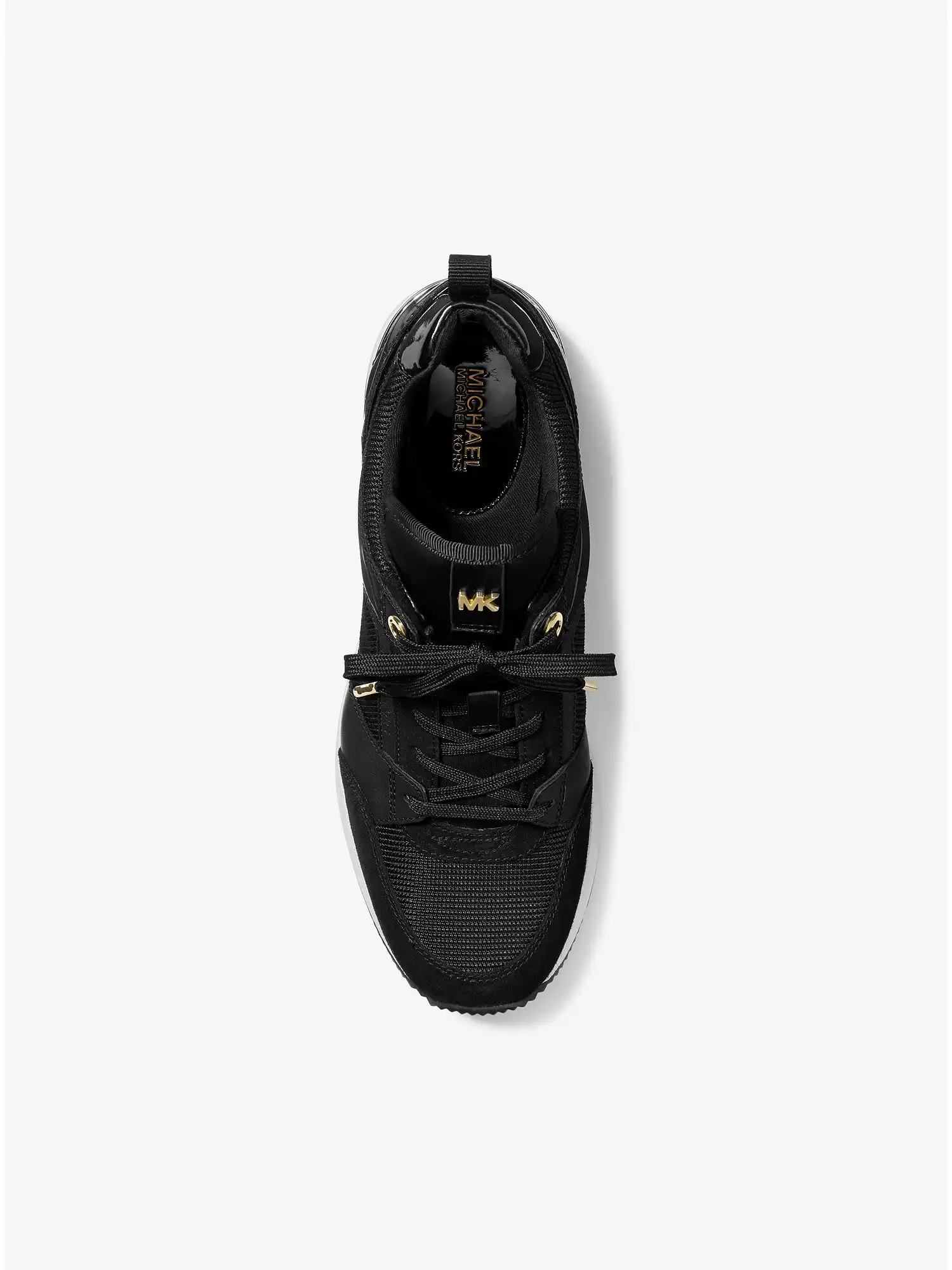 georgie nylon and crocodile embossed leather trainer black