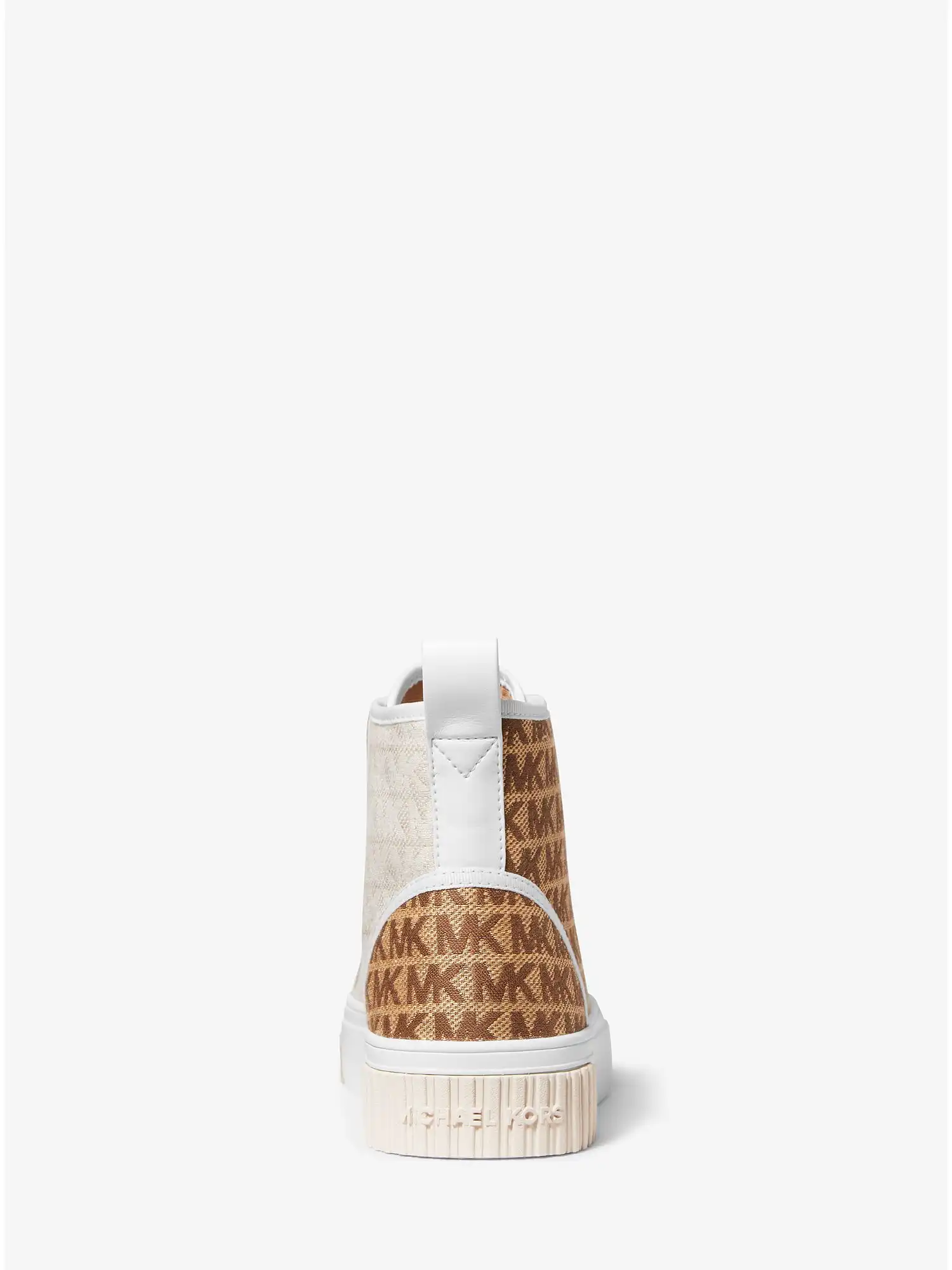 gertie color block logo jacquard high top sneaker camel
