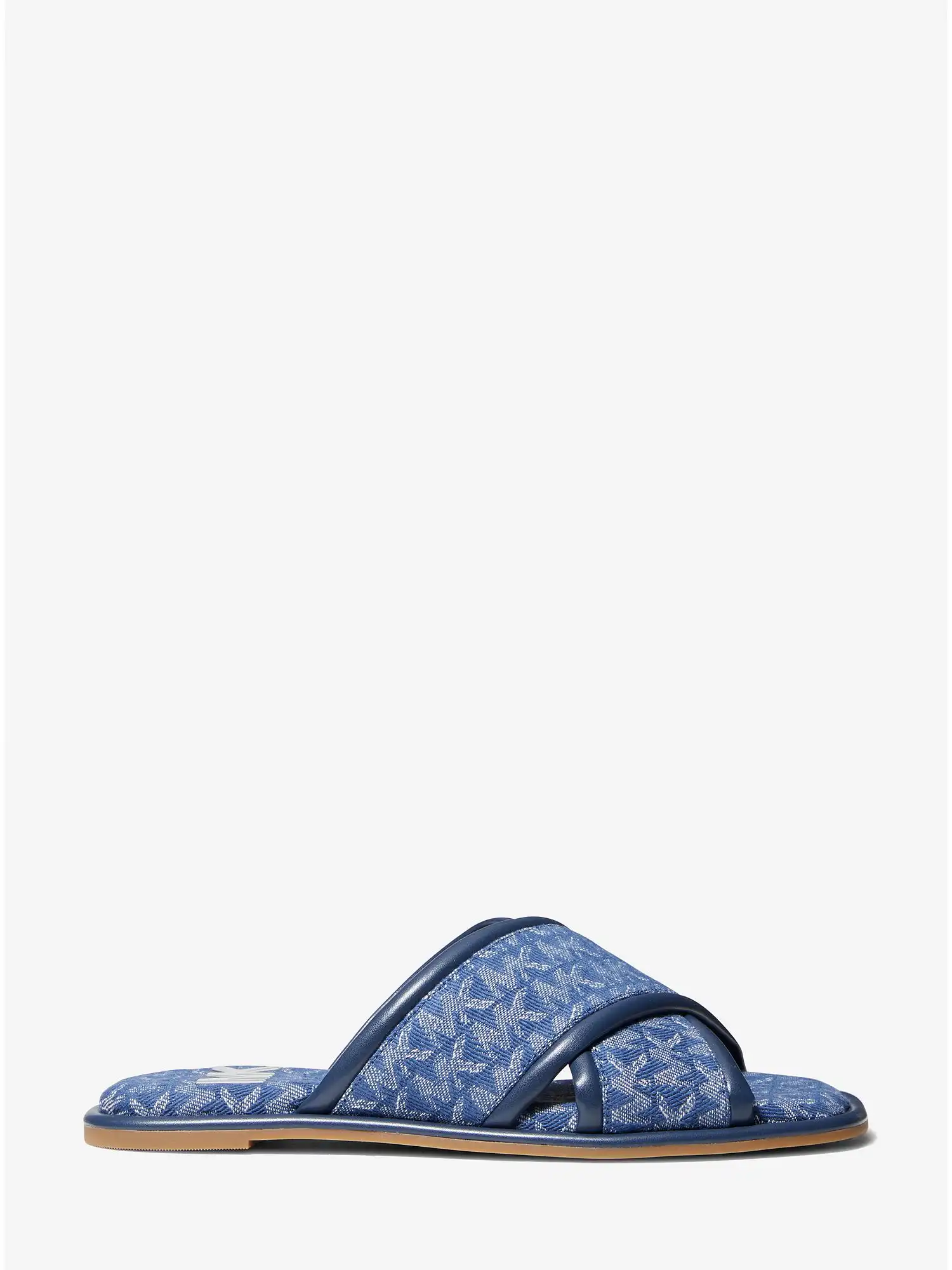 gideon denim logo jacquard slide sandal denim