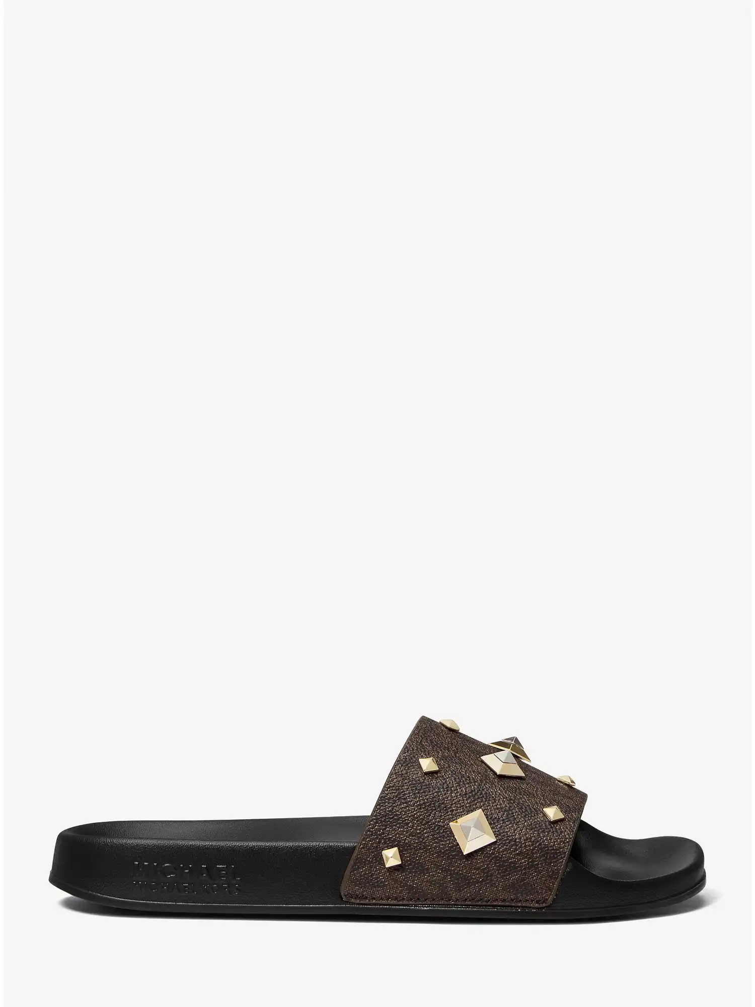 gilmore studded logo slide sandal brown