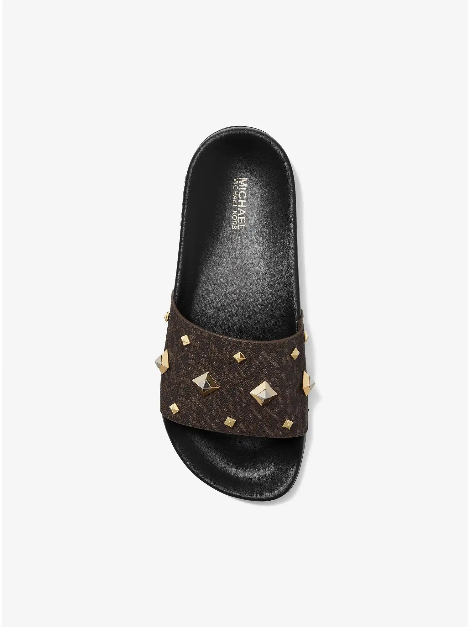 gilmore studded logo slide sandal brown