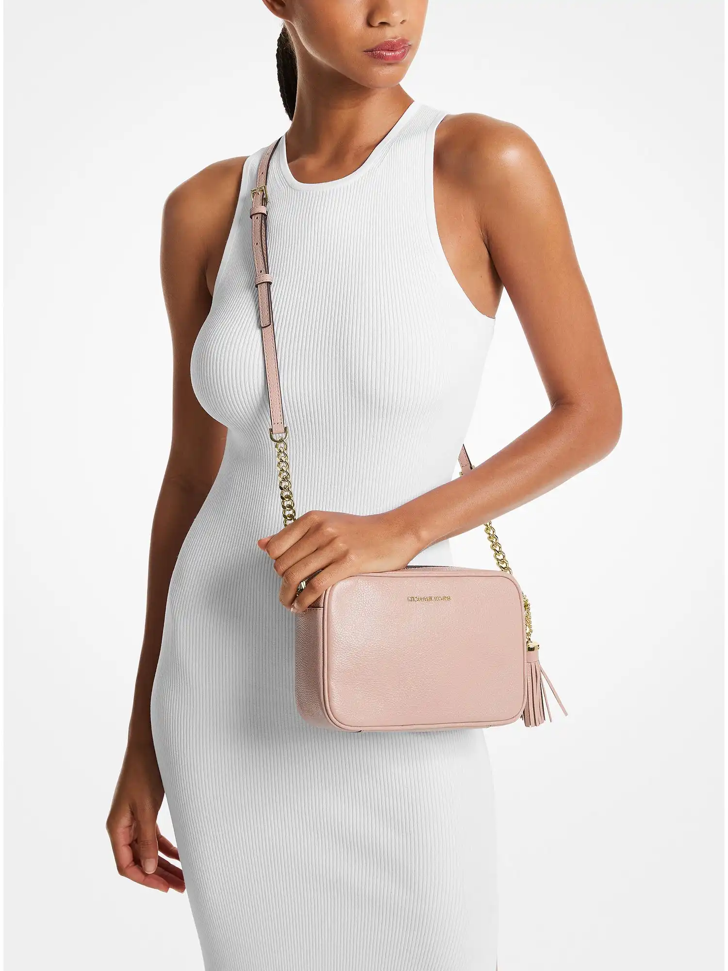 ginny leather crossbody bag soft pink