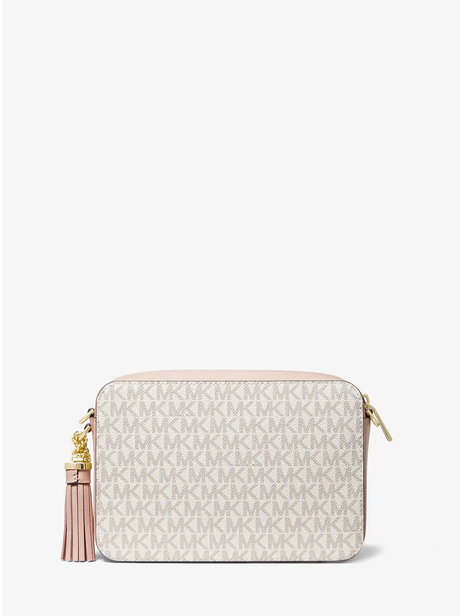 ginny medium logo stripe crossbody bag vanilla soft pink