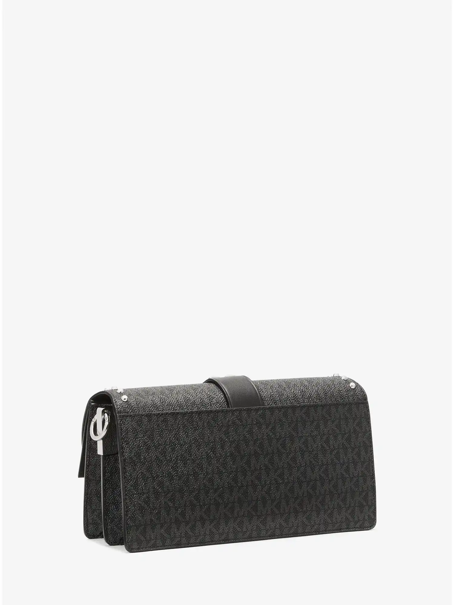 greenwich medium studded logo shoulder bag black