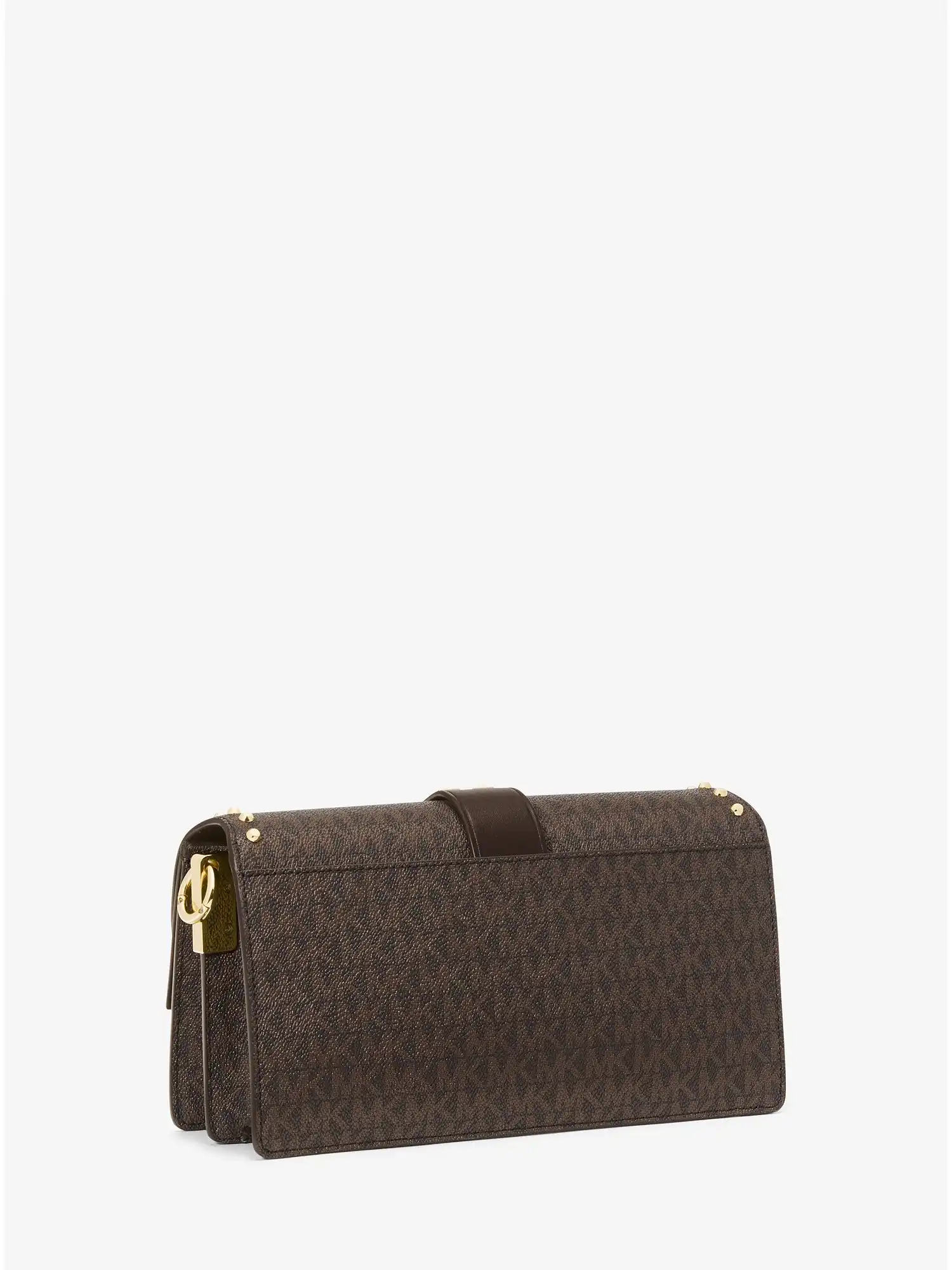 greenwich medium studded logo shoulder bag chocolate