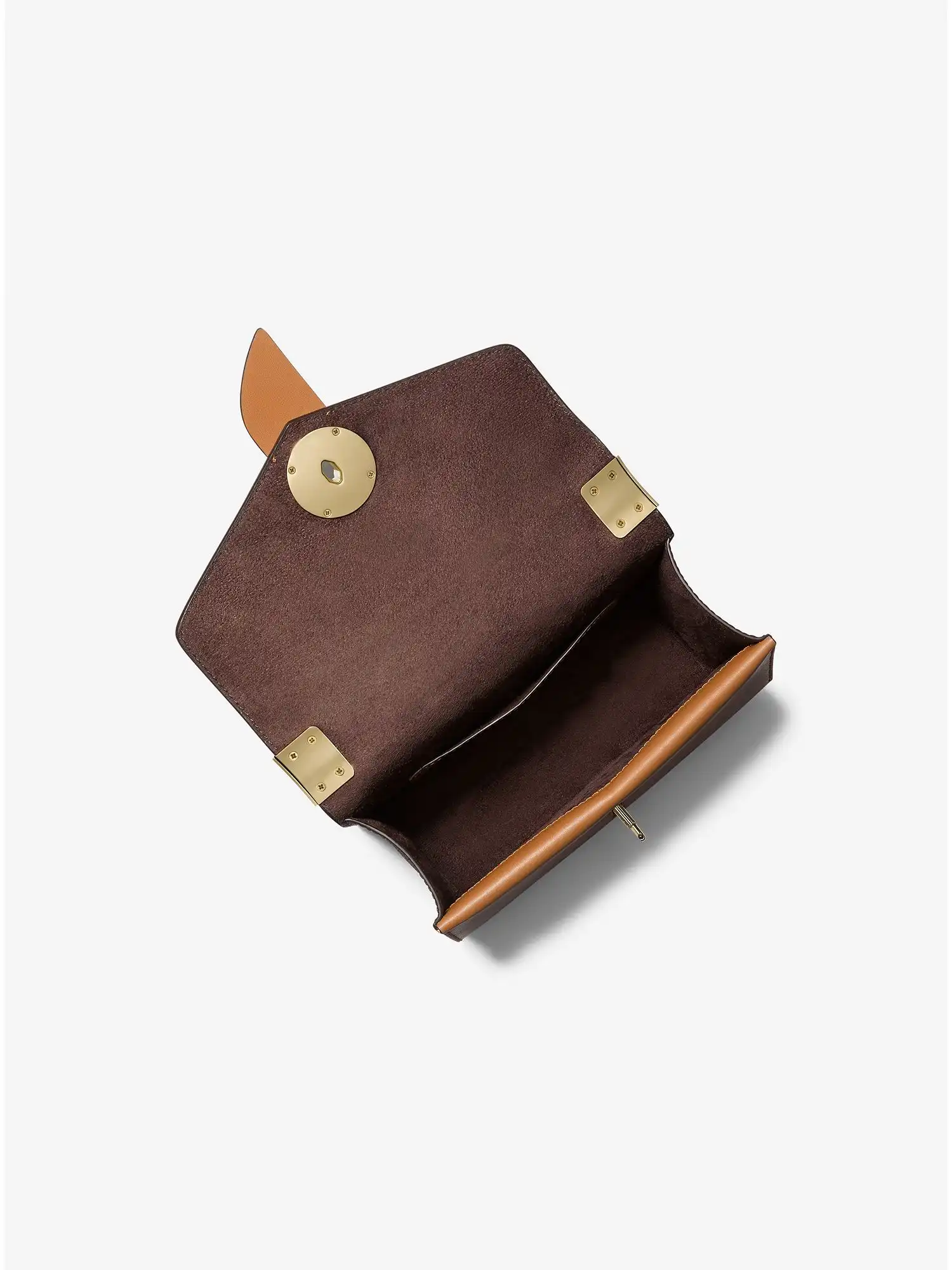 greenwich small color block logo and saffiano leather crossbody bag brn acorn