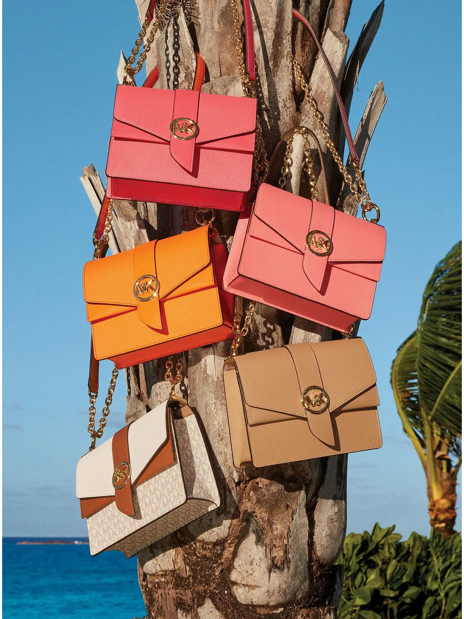 greenwich small color block logo and saffiano leather crossbody bag vanilla acorn