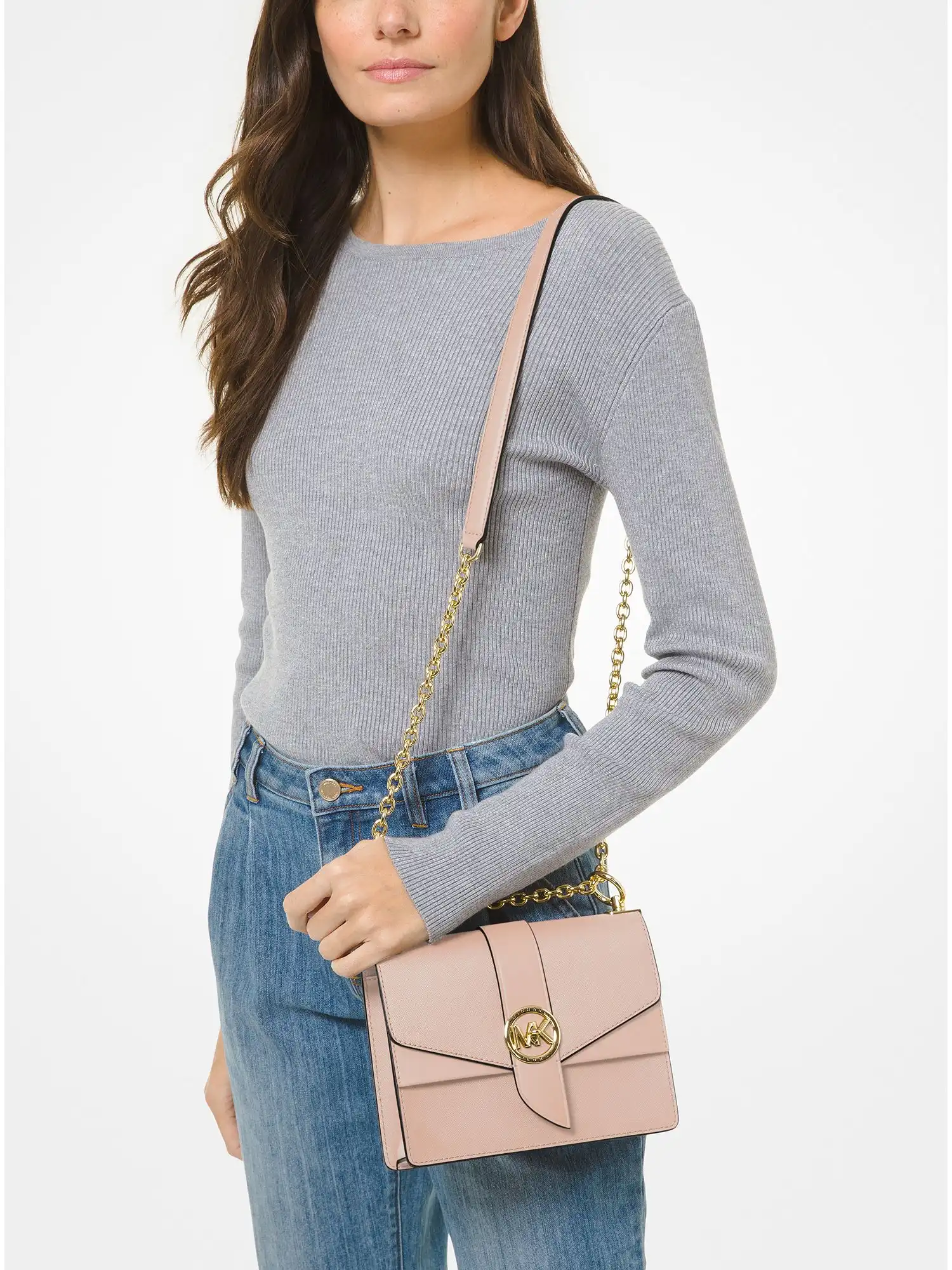 greenwich small saffiano leather crossbody bag soft pink