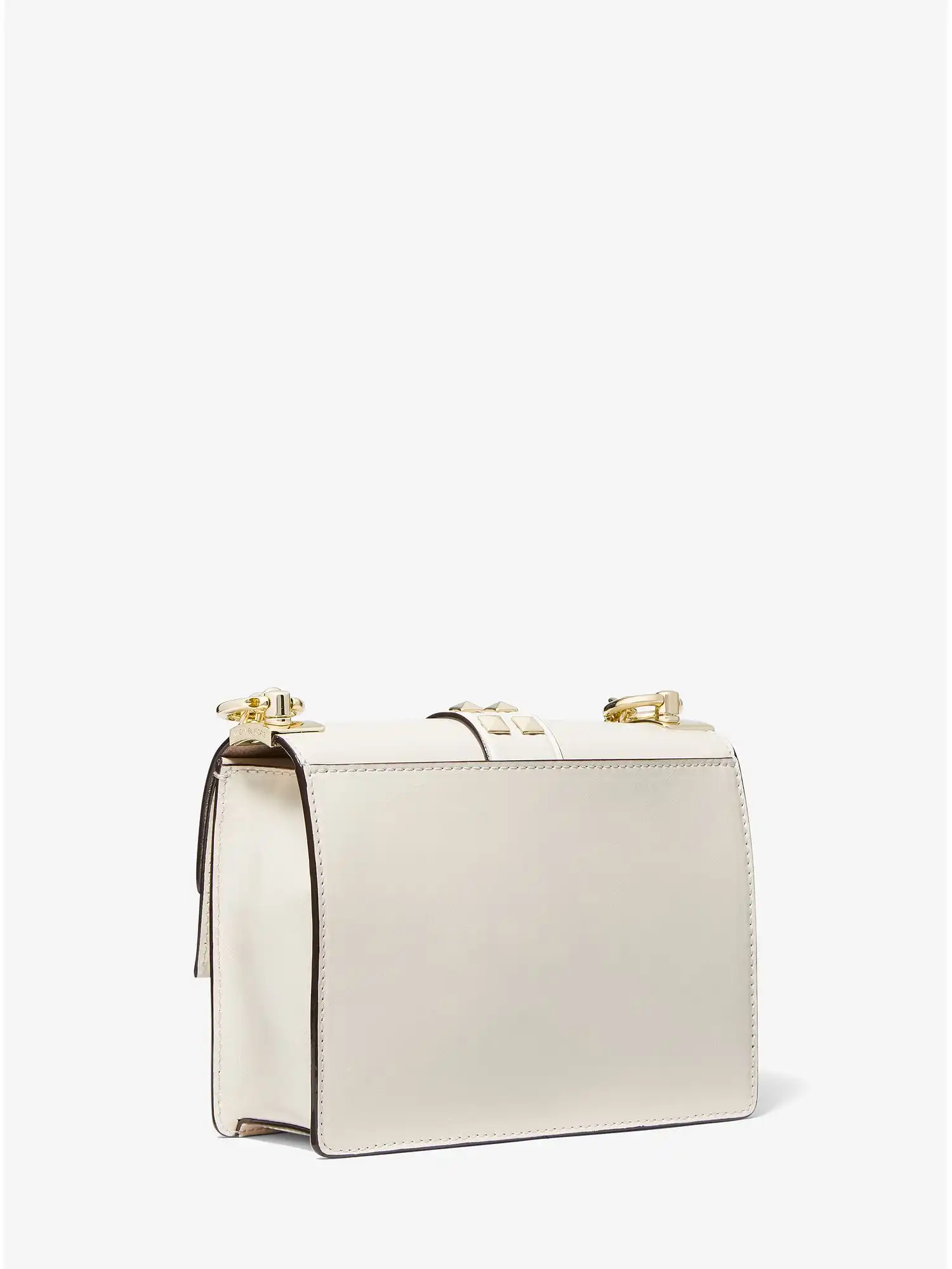 greenwich small studded patent leather crossbody bag lt cream