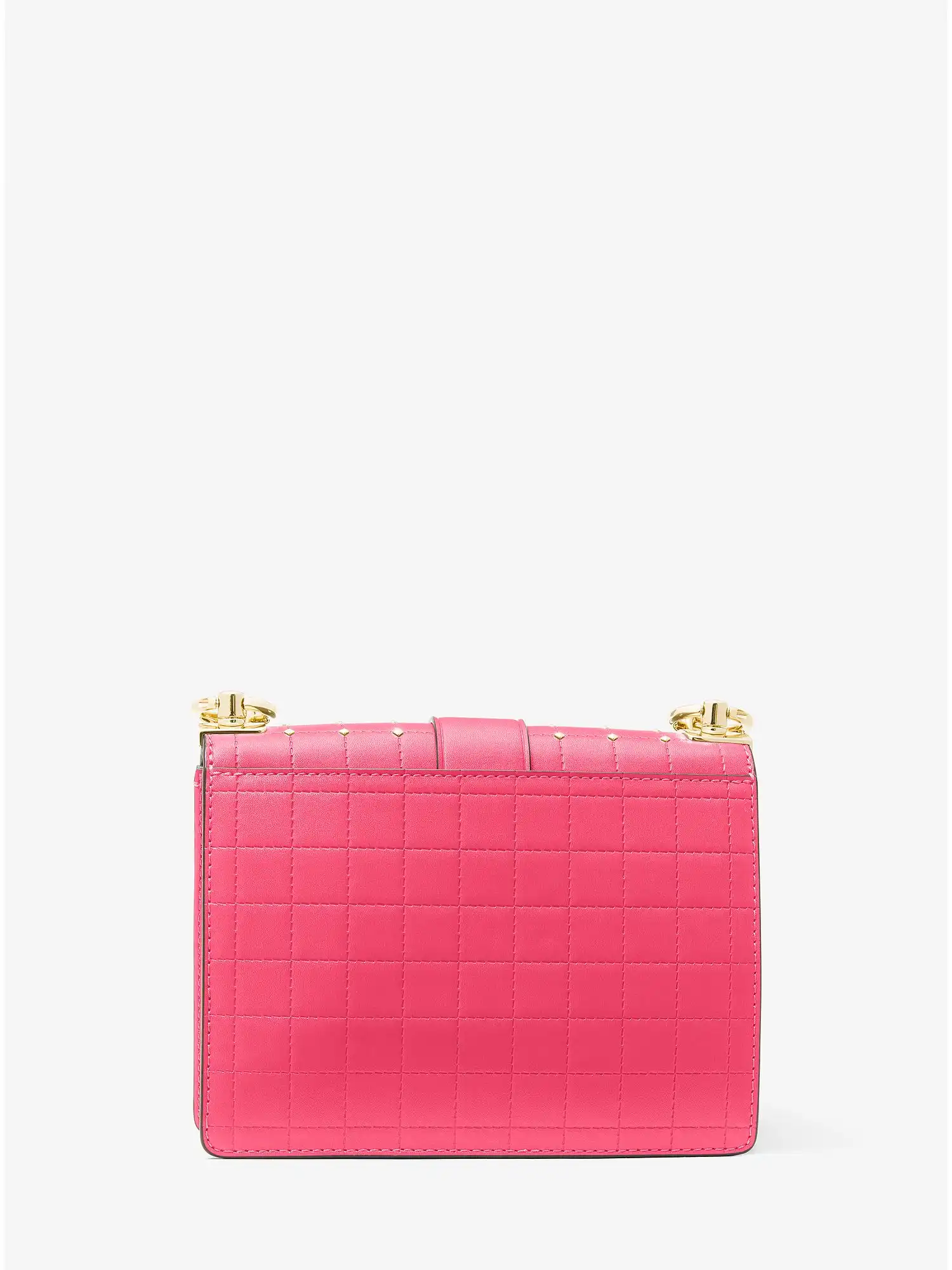 greenwich small studded quilted faux leather crossbody bag rubin red