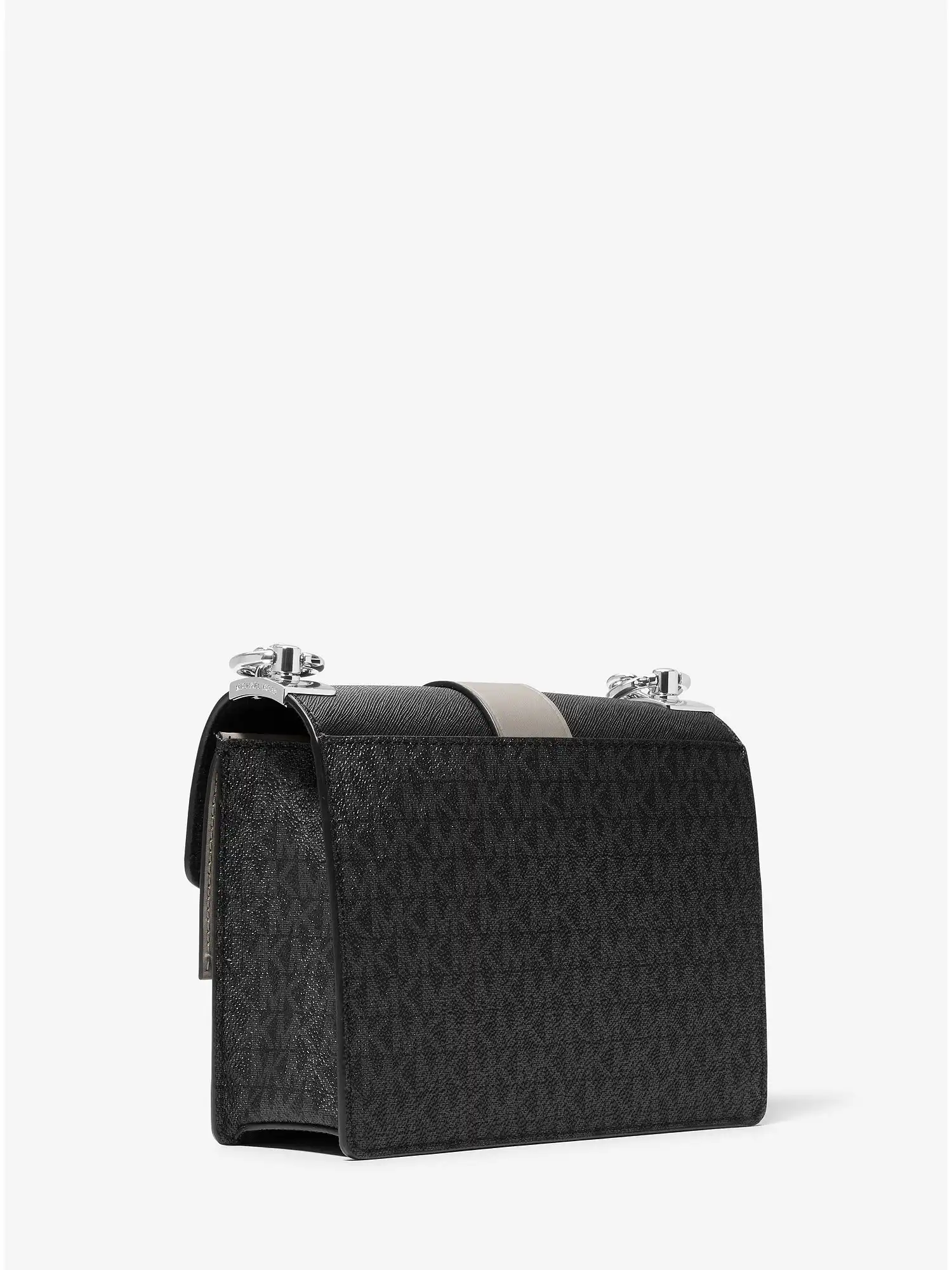 greenwich small two tone logo and saffiano leather crossbody bag black combo