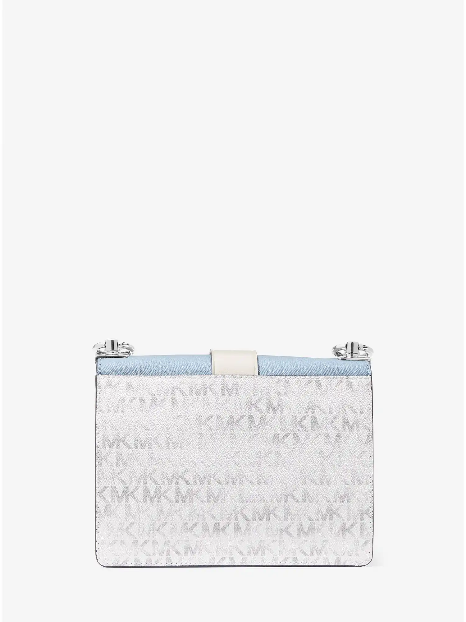 greenwich small two tone logo and saffiano leather crossbody bag chambray multi