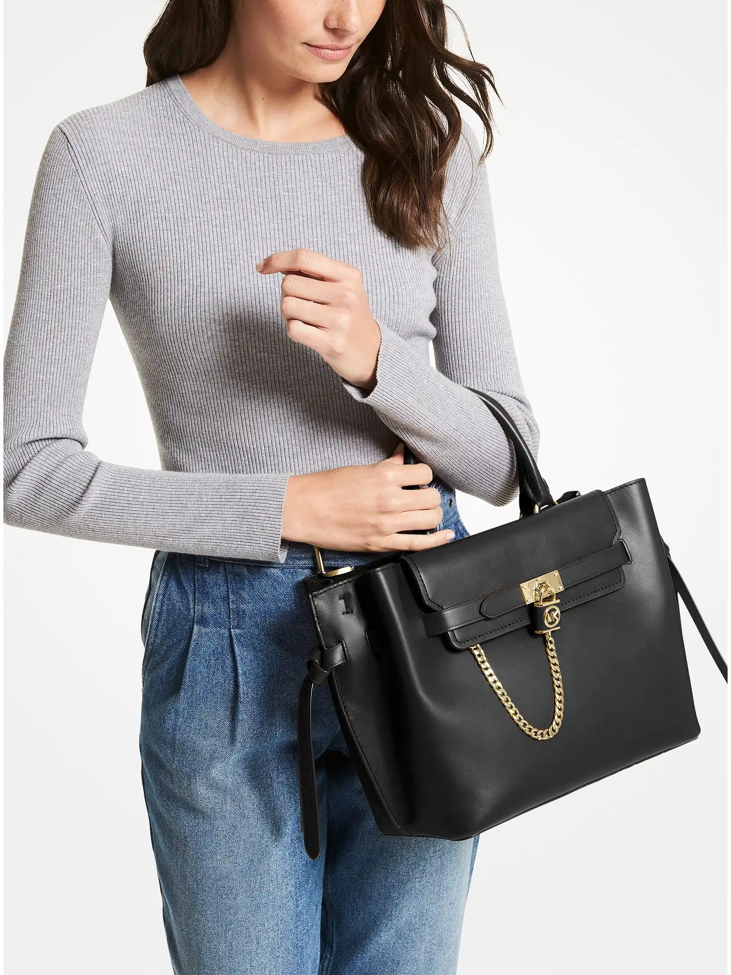 hamilton legacy large leather belted satchel black