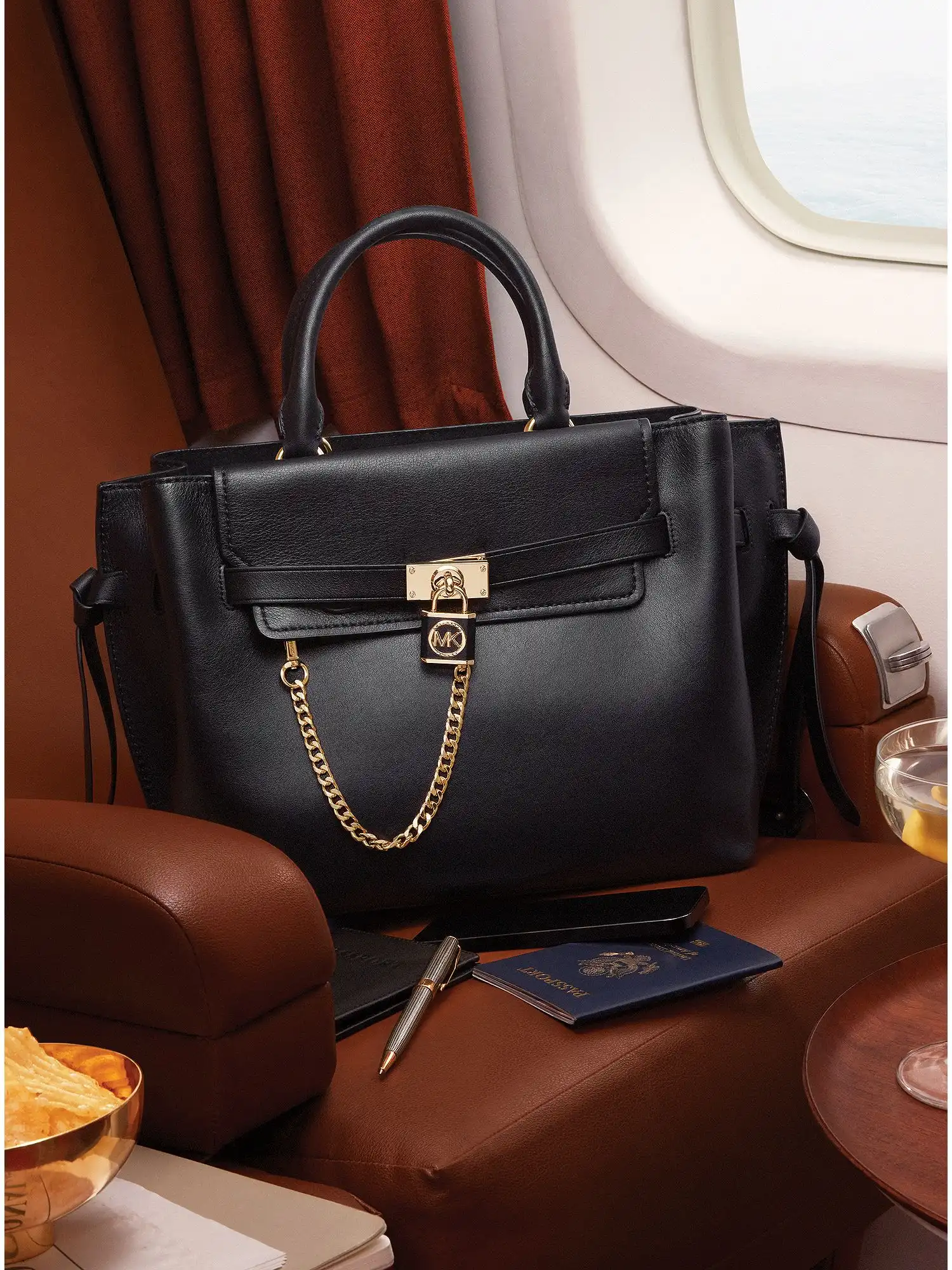hamilton legacy large leather belted satchel black