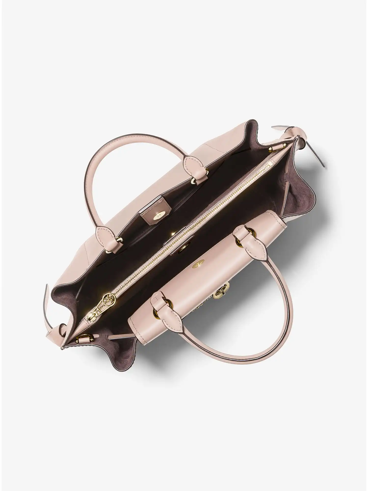 hamilton legacy large leather belted satchel soft pink